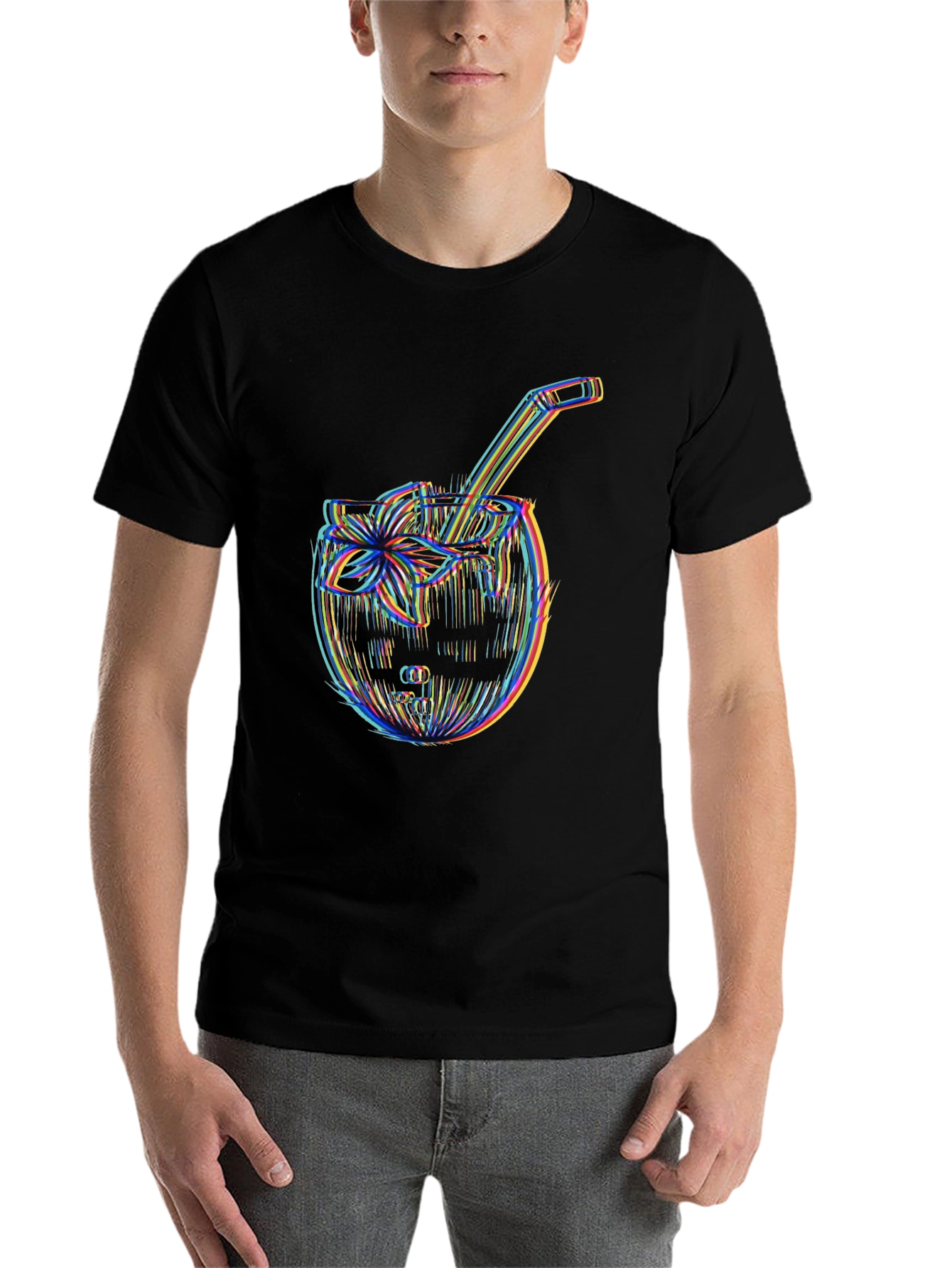Black Cool Coconut Cocktail T-Shirt view 7