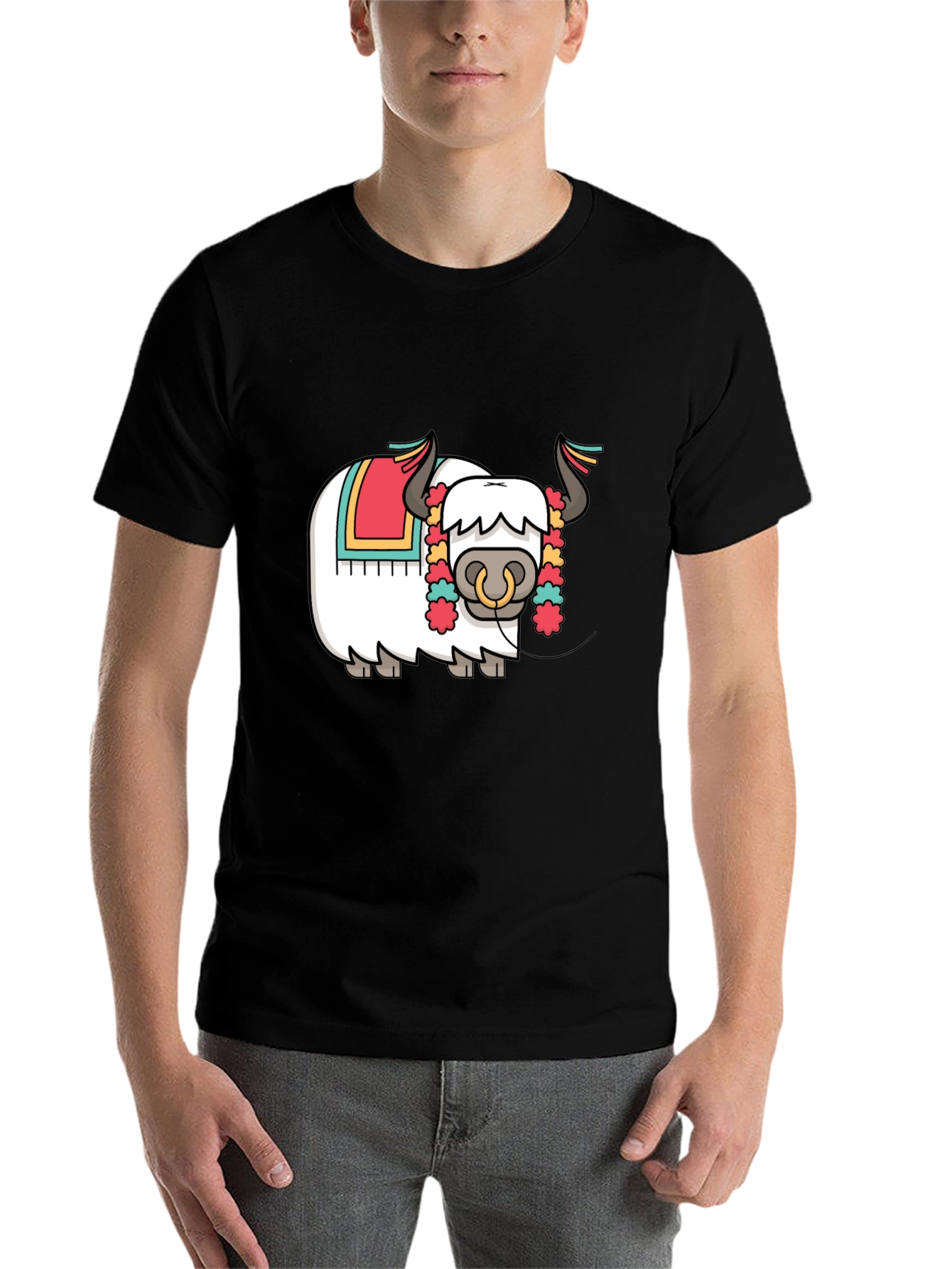 Black Yak Cartoon Graphic T-Shirt - Fun & Unique Design view 7