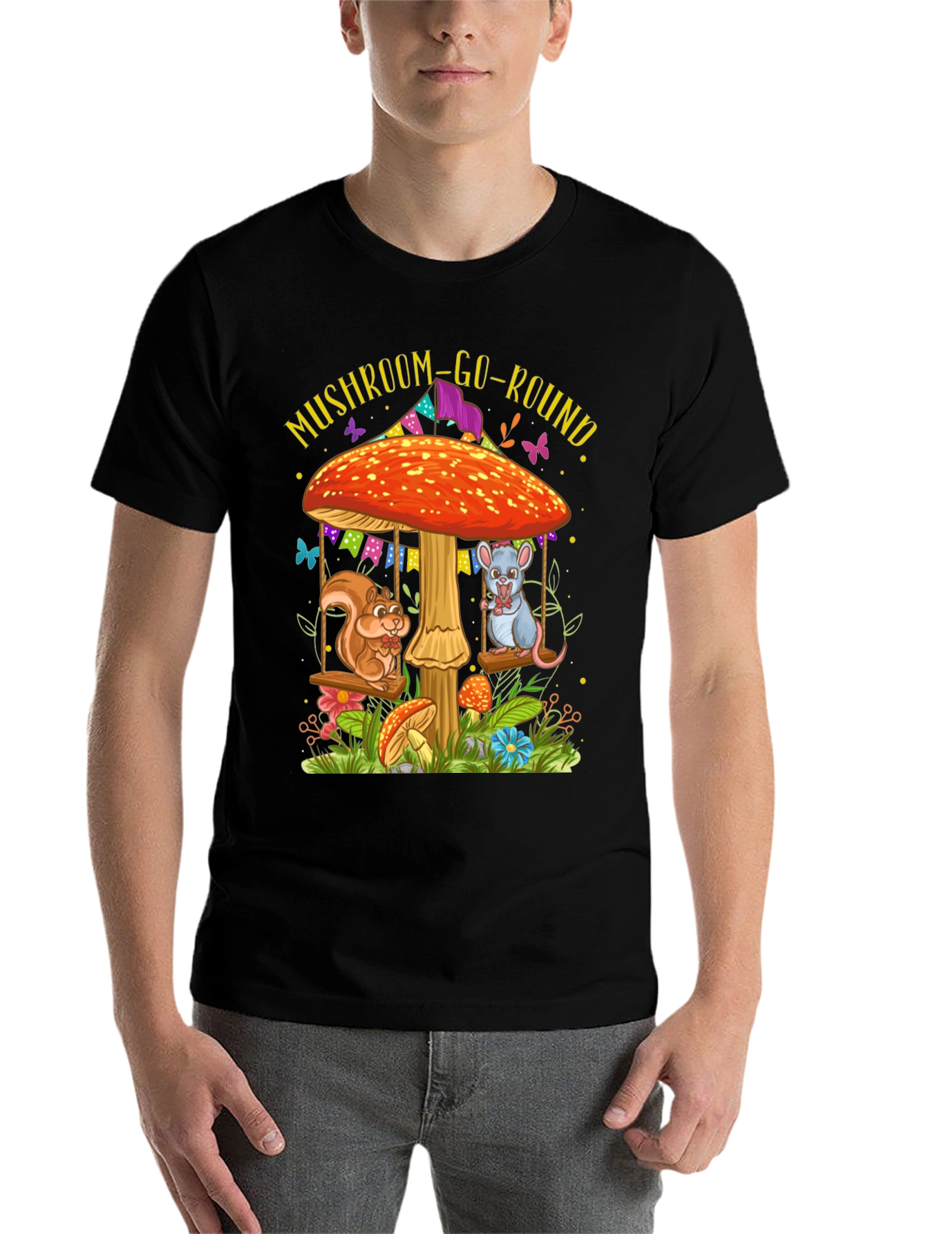 Black Mushroom Go Round Graphic Tee view 7