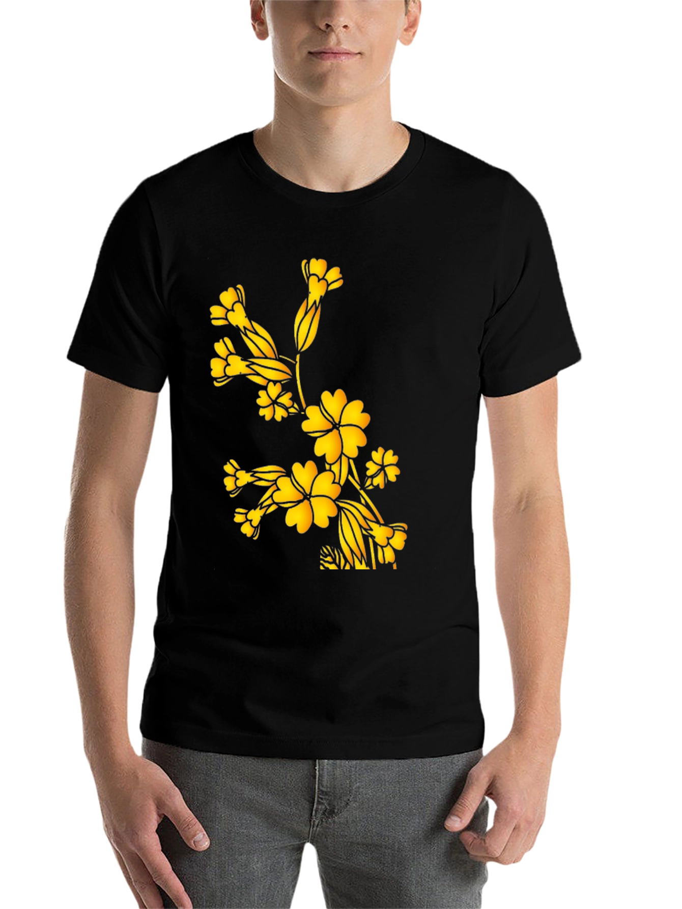 Black Floral Blossom Black T-Shirt view 7