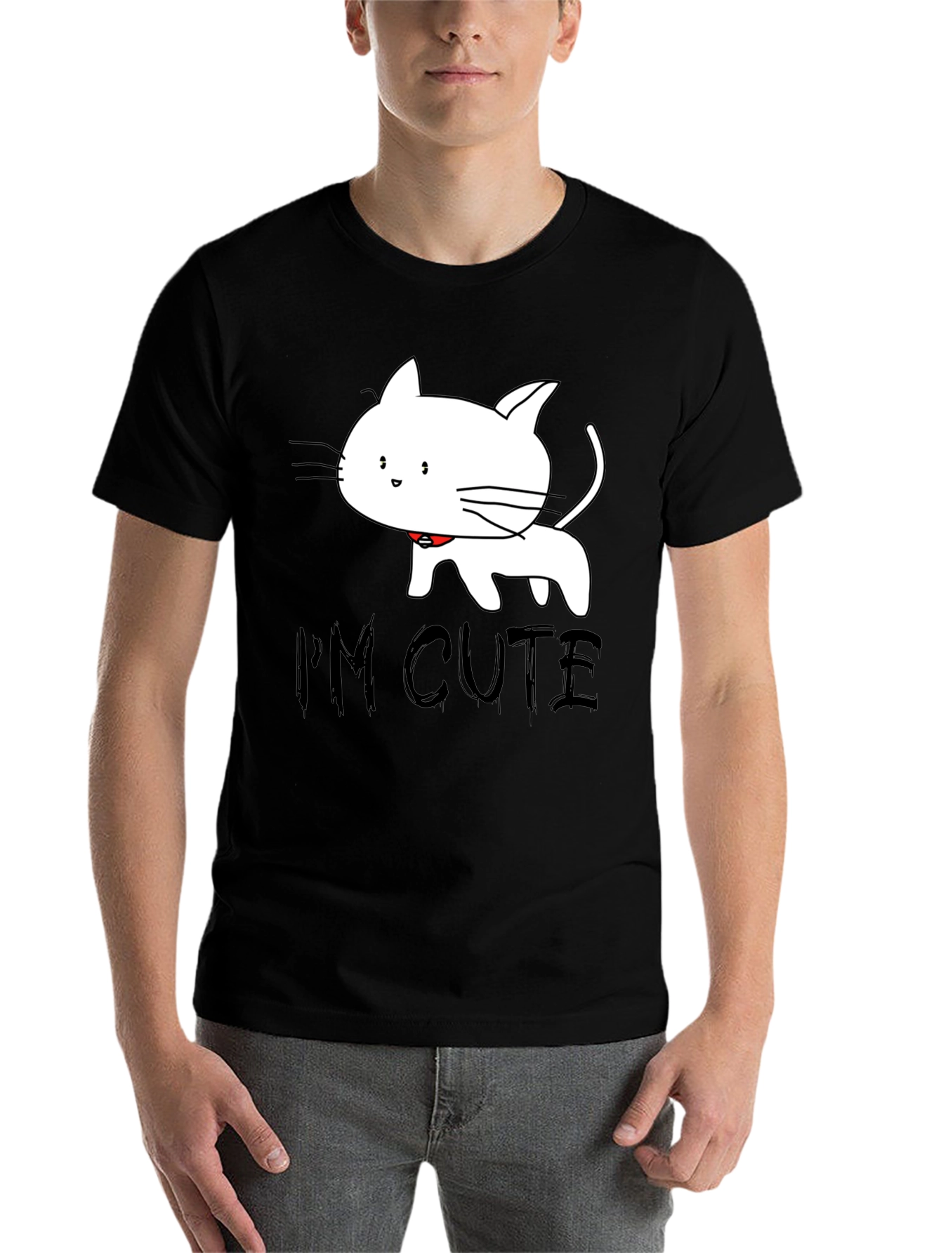 Black Cute Cat T-Shirt - I'm Cute view 7