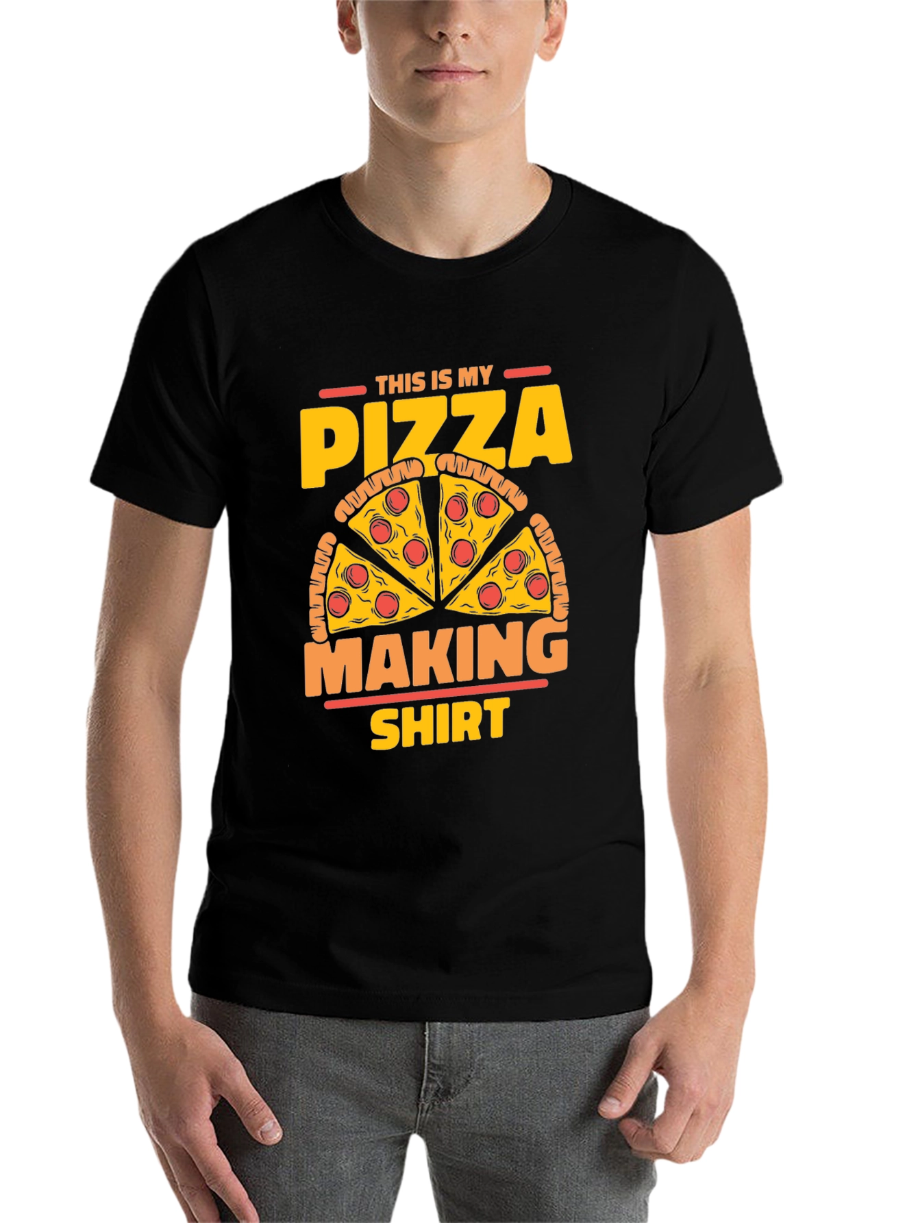 Black Pizza Making T-Shirt - Funny Graphic Tee view 7