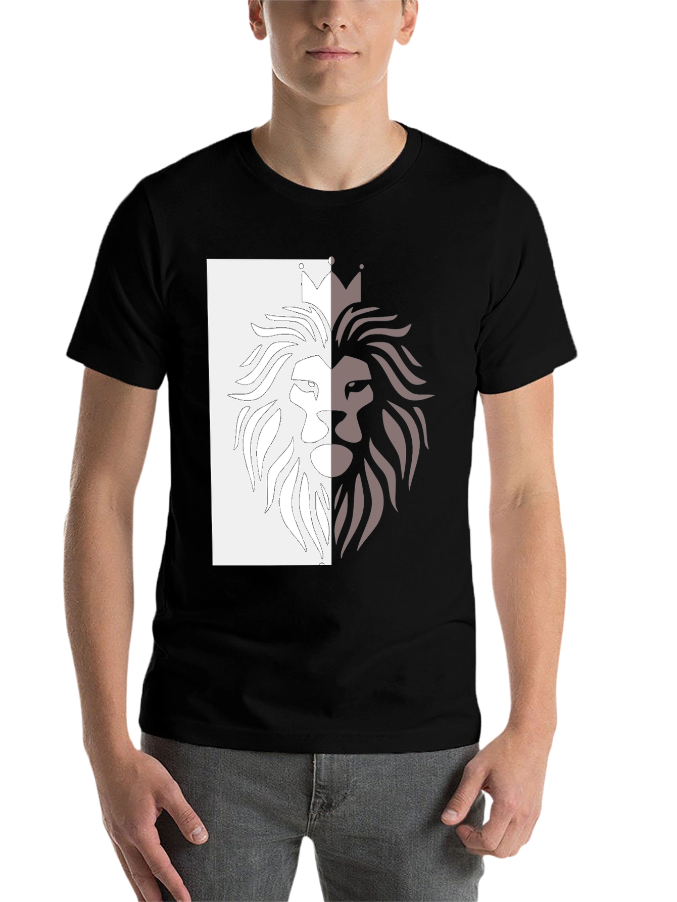 Black Lion King Graphic Tee - Black Cotton Casual T-Shirt view 7