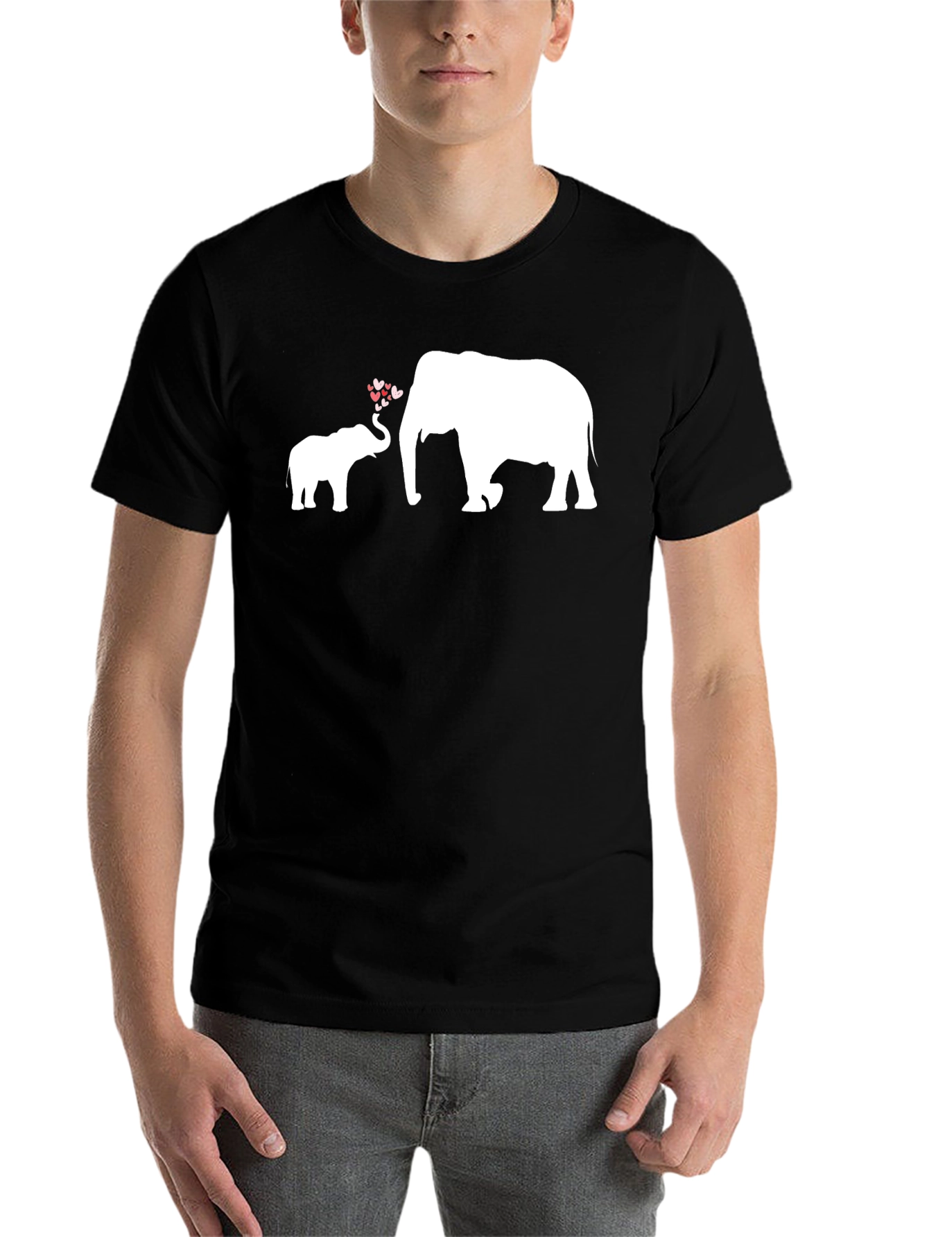 Black Elephant Love T-Shirt - Heartwarming Design view 7