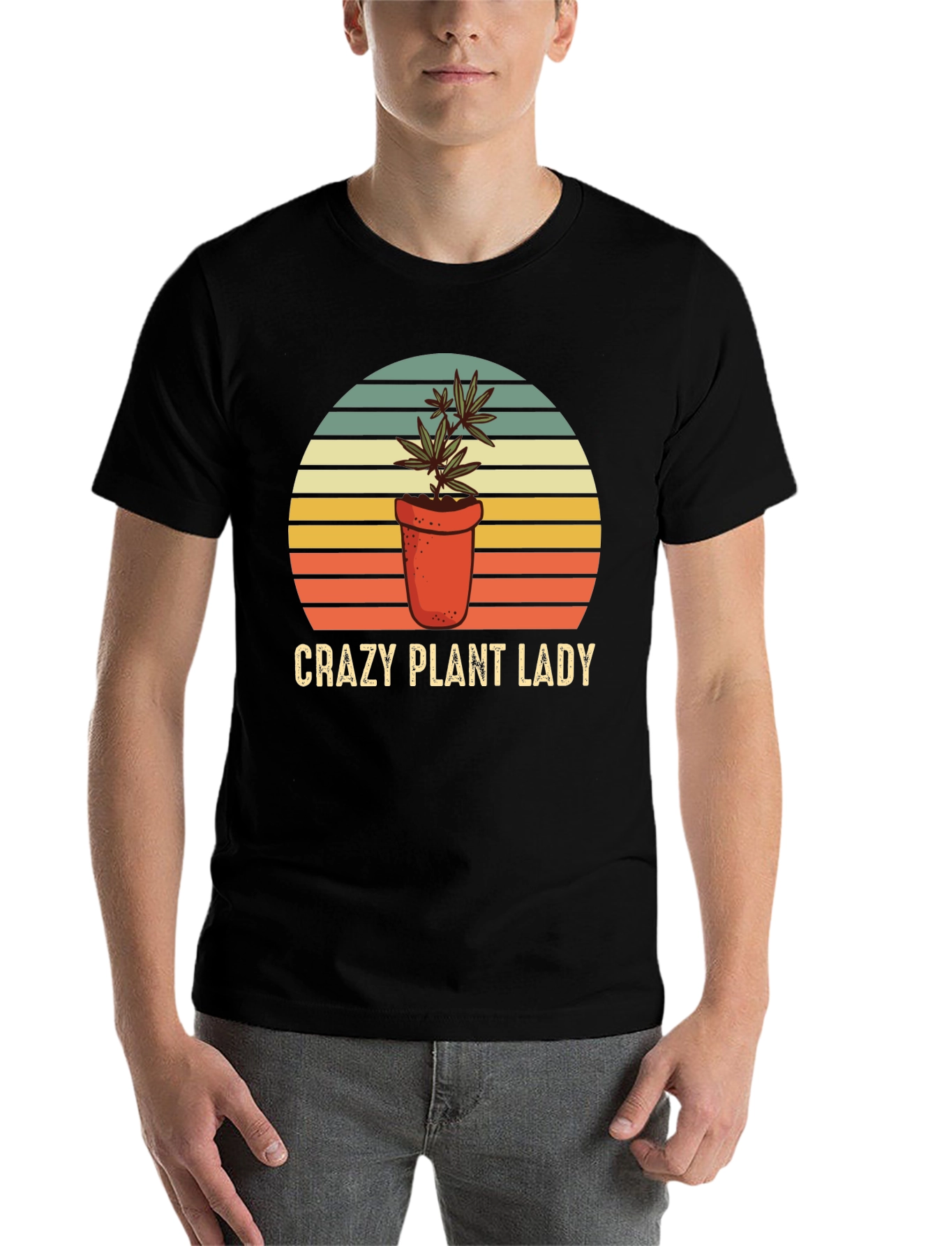 Black Crazy Plant Lady T-Shirt - Novelty Tee view 7