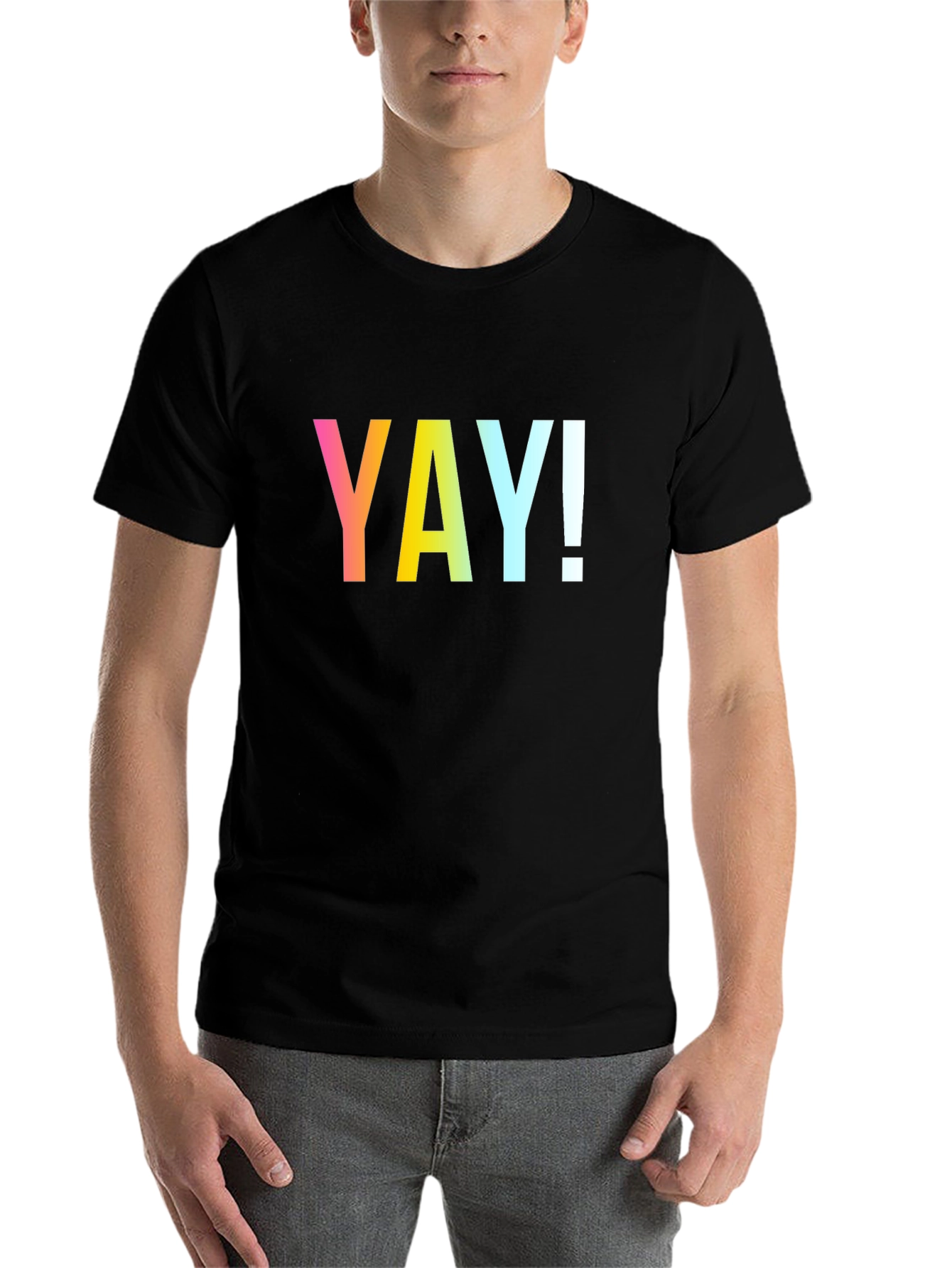 Black Vibrant 'YAY!' Graphic Black T-Shirt view 7