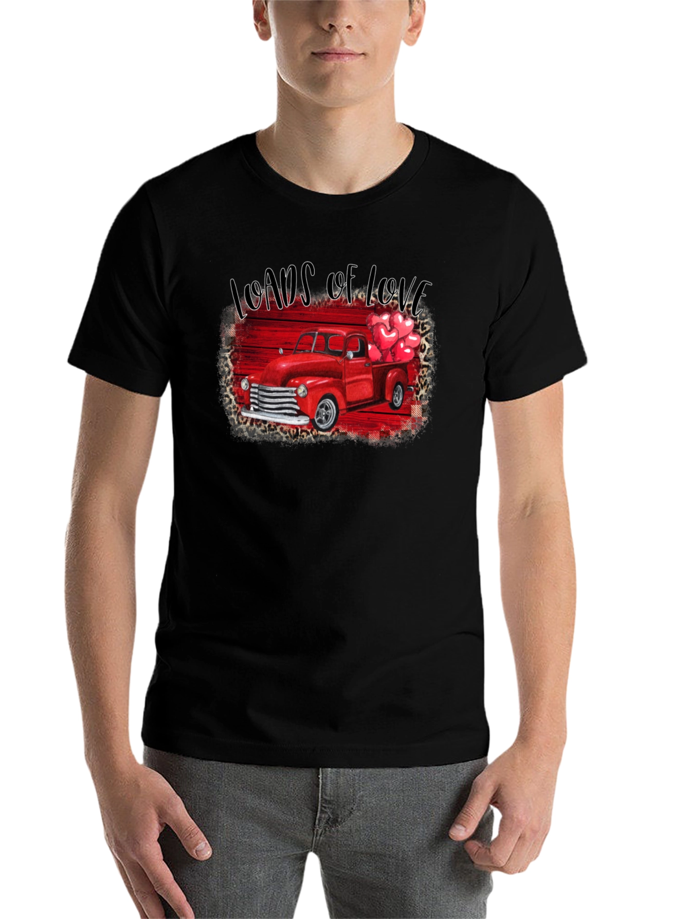 Black Loads of Love Valentine's Truck T-Shirt view 7