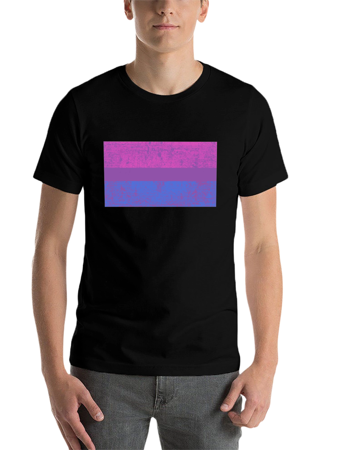 Black Bisexual Pride Flag Graphic Tee - Black Cotton Blend view 7