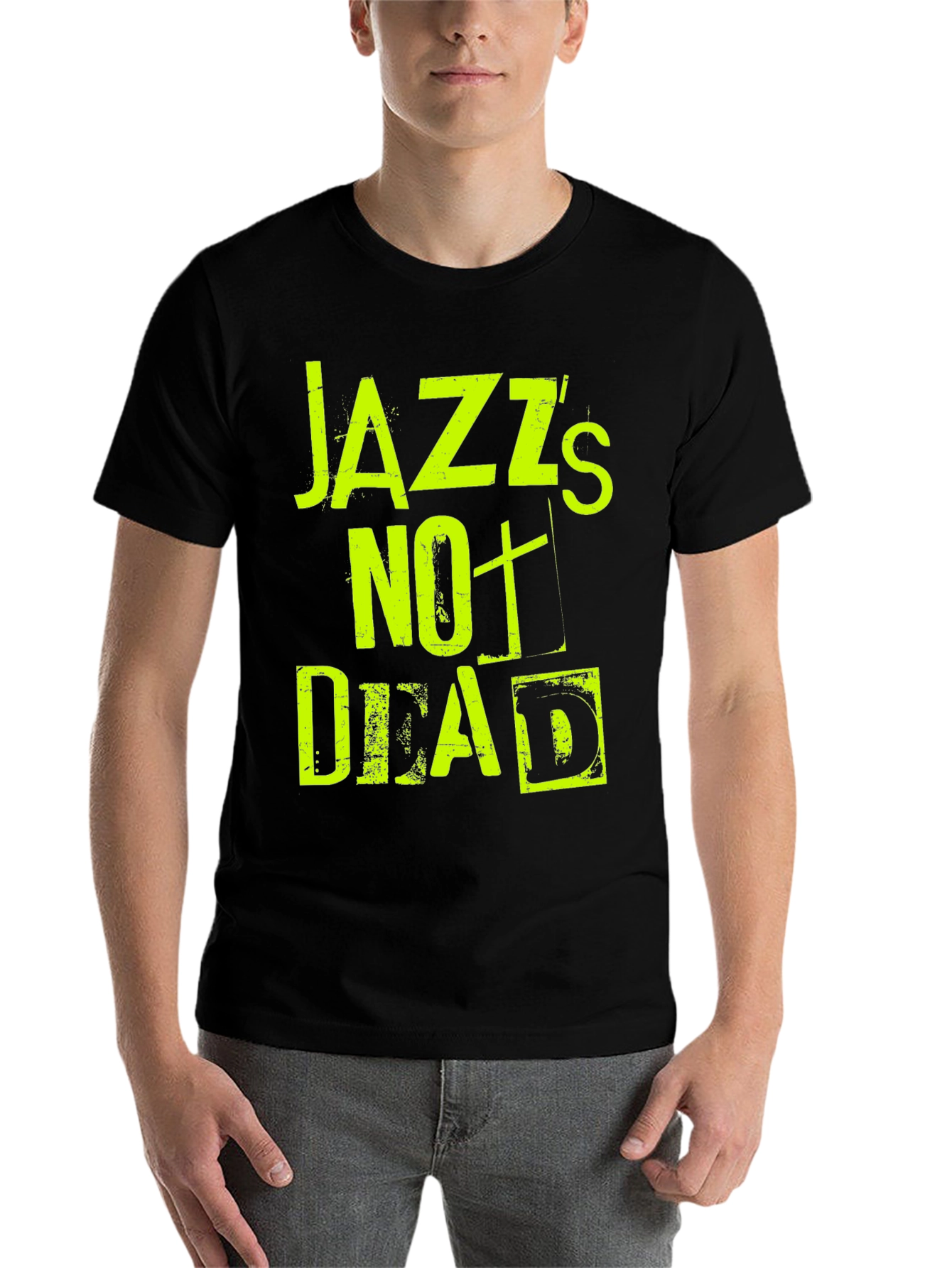 Black Jazz's Not Dead Graphic Tee - Black Cotton T-Shirt view 7