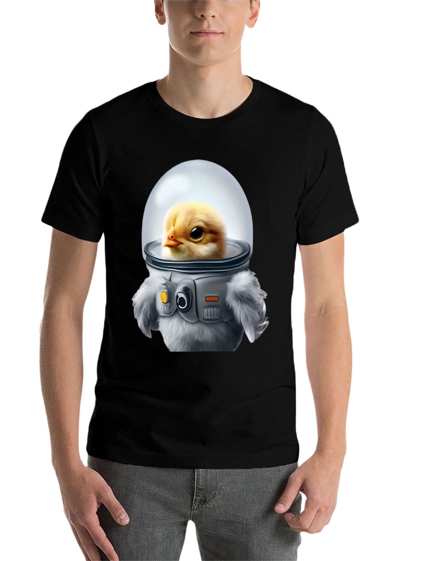 Black Chick in Space Suit Graphic T-Shirt view 7