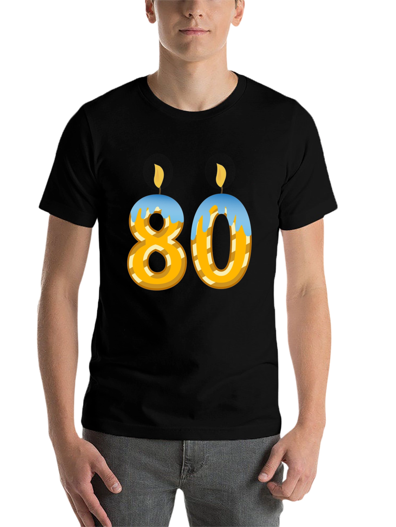 Black 80th Birthday T-Shirt - Novelty Party Tee view 7