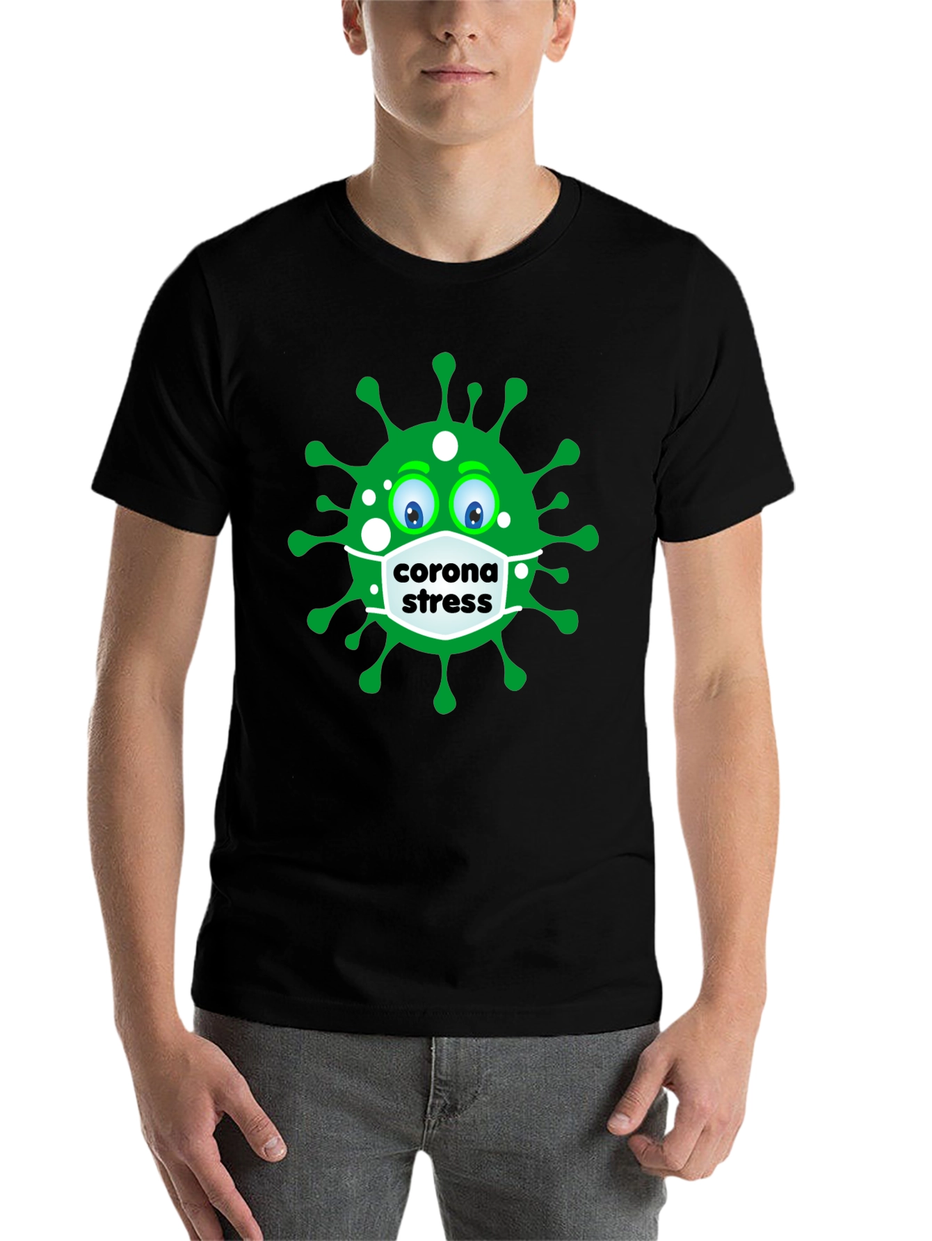 Black Corona Stress T-Shirt - Funny Pandemic Tee view 7