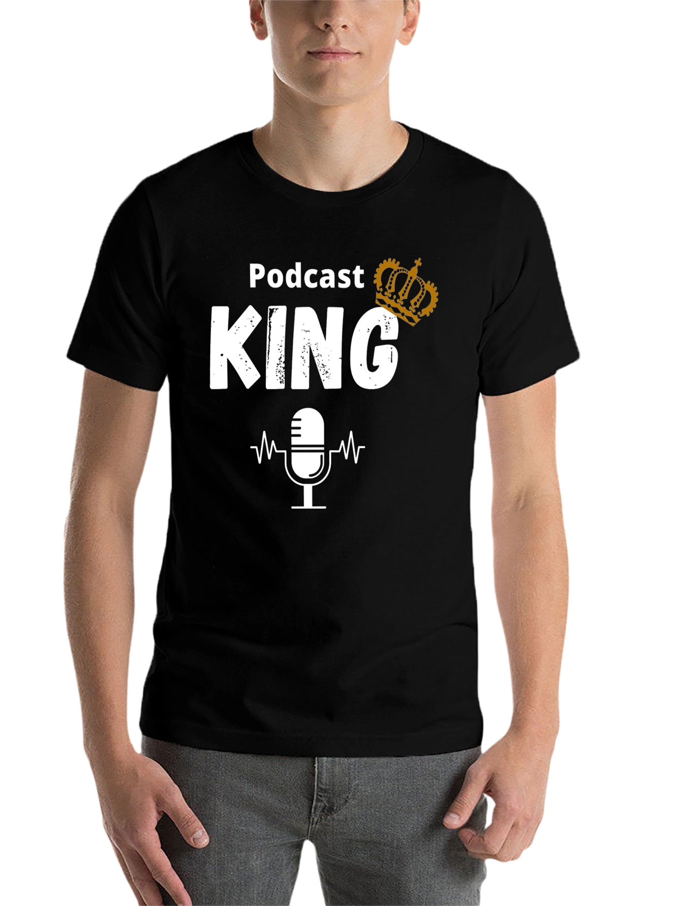 Black Podcast King T-Shirt: Microphone Graphic Tee view 7