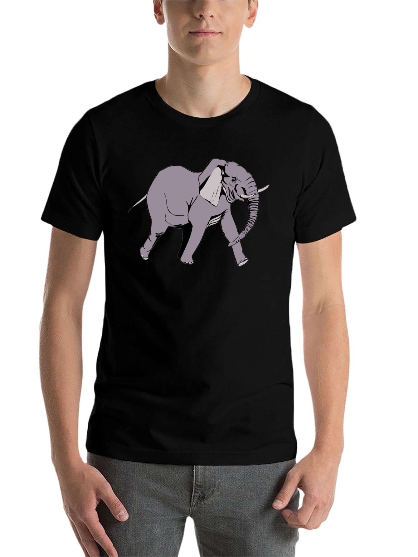 Black Elephant Graphic Print Black T-Shirt view 7