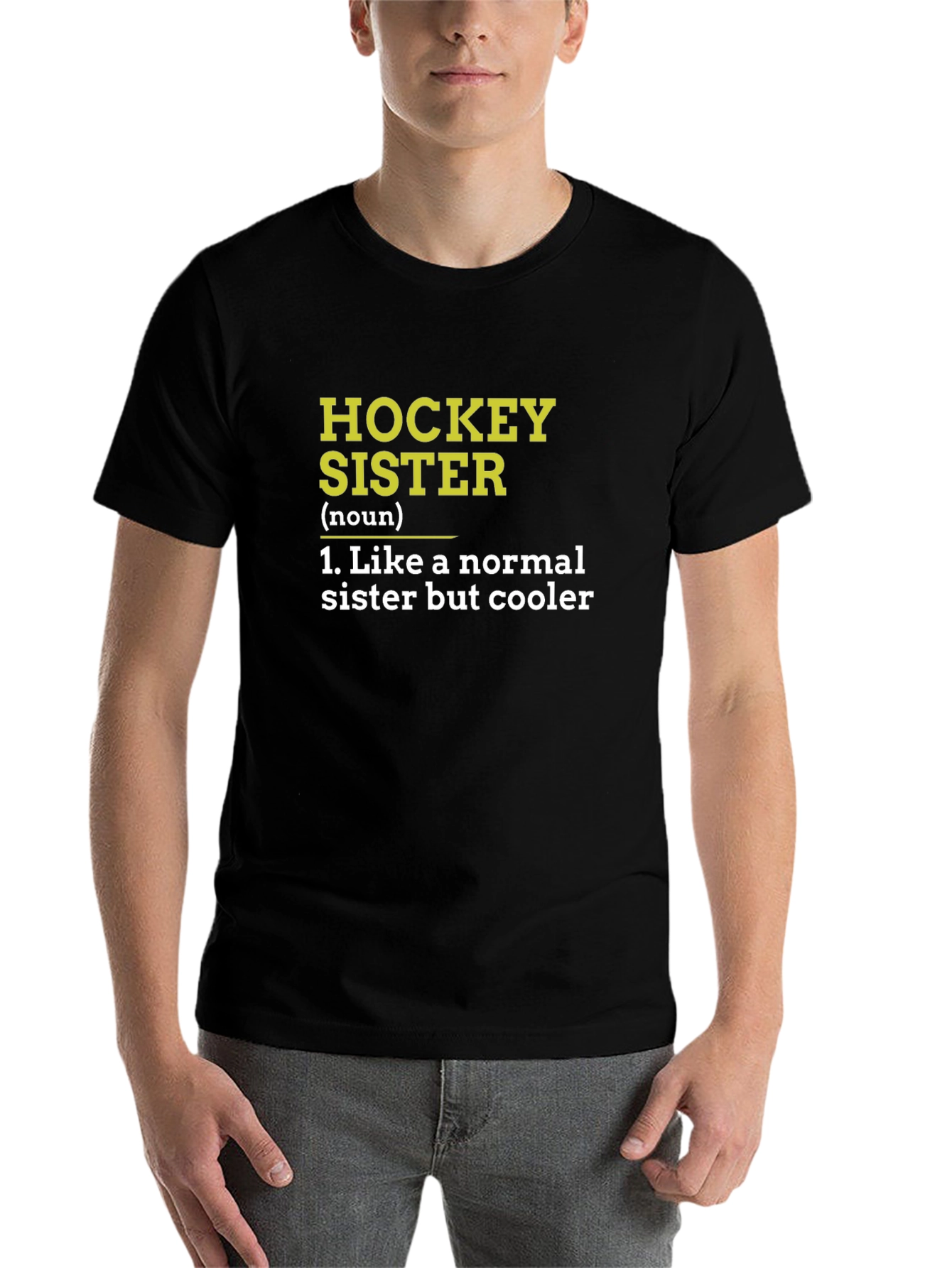 Black Hockey Sister Definition Black T-Shirt view 7