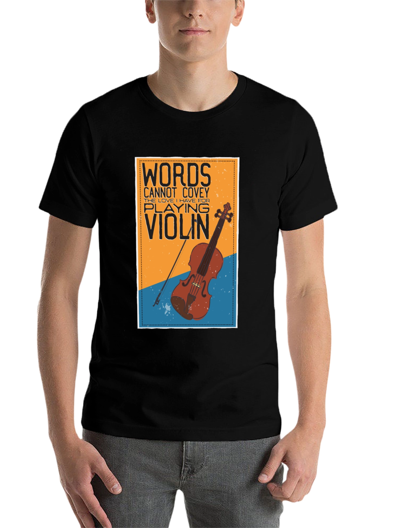 Black Words Cannot Covey Violin T-Shirt view 7