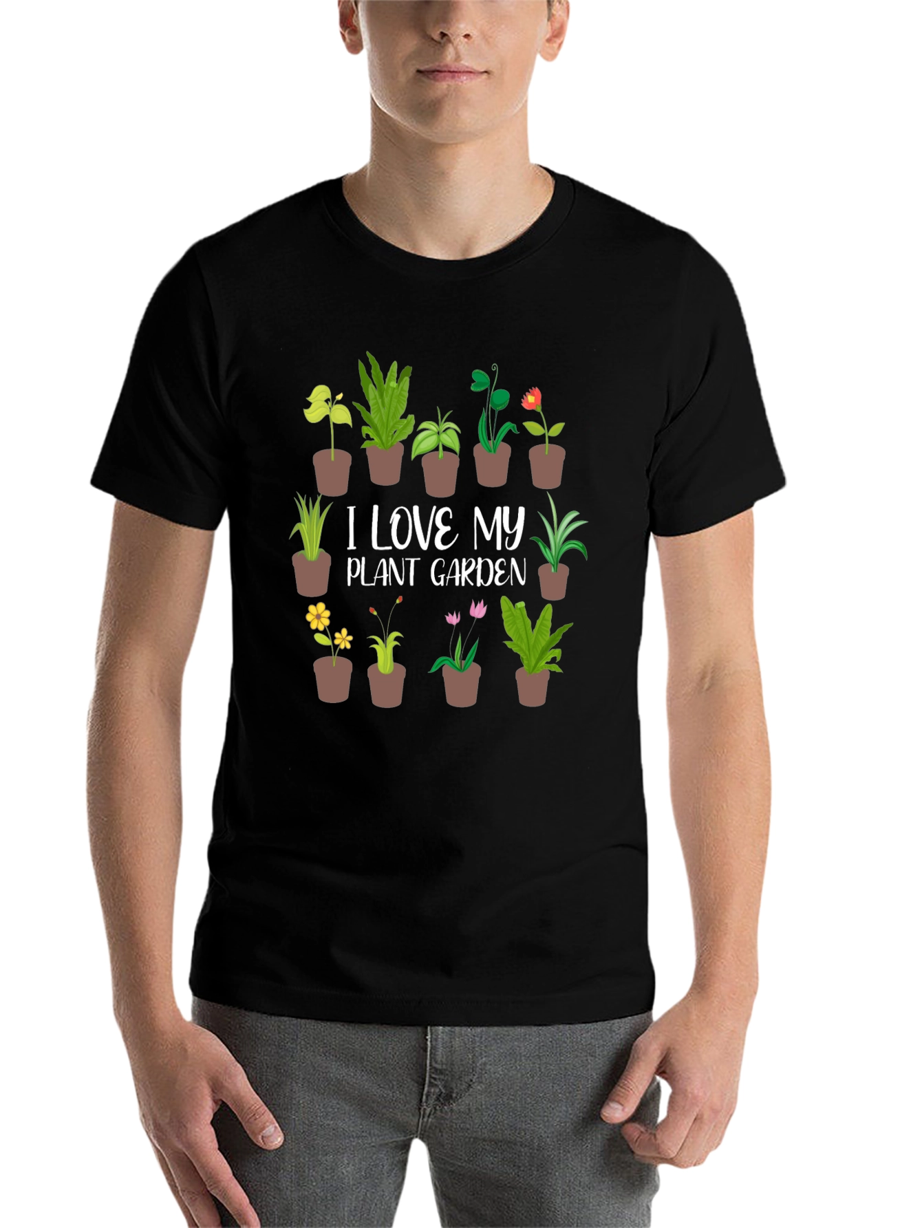 Black Plant Garden T-Shirt - I Love My Plant Garden Tee view 7