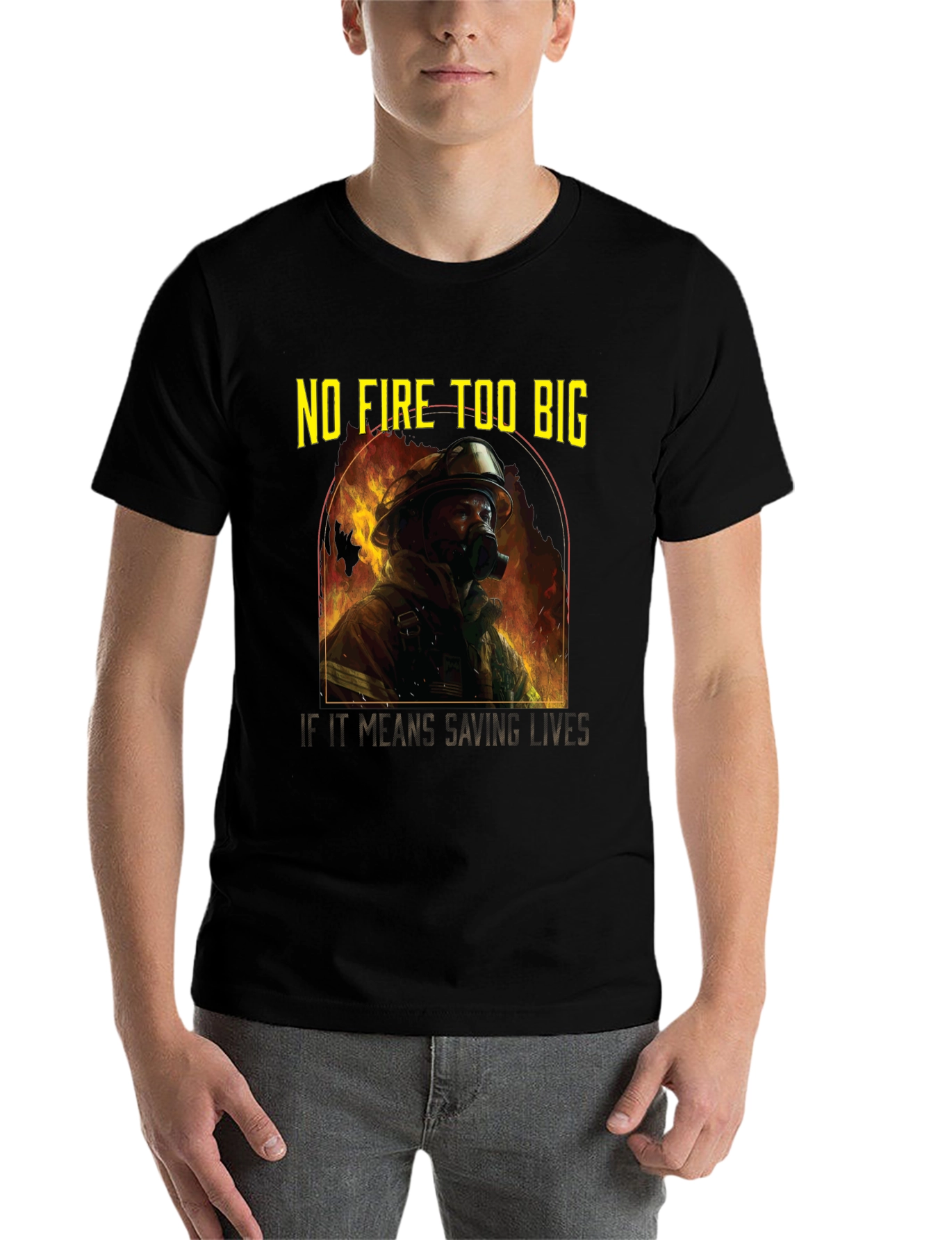 Black Firefighter Hero T-Shirt - Saving Lives view 7