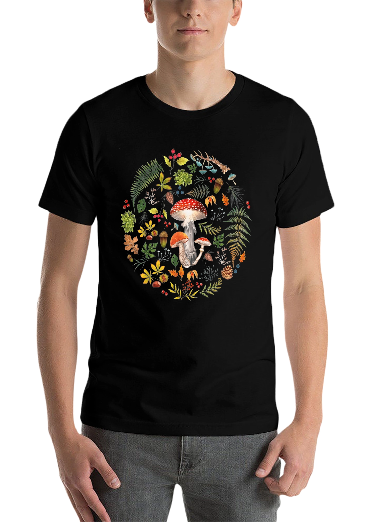 Mushroom Forest Print T-Shirt - Nature Inspired Graphic Tee - 7