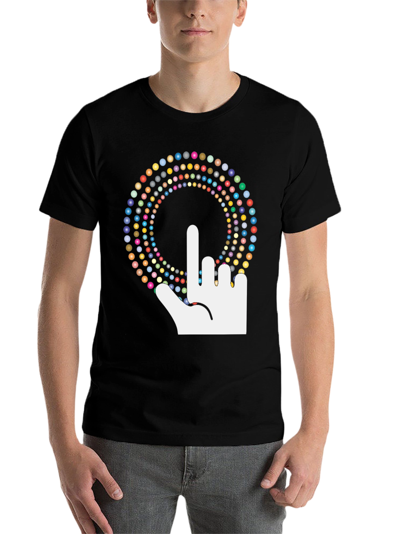 Black Novelty Graphic Tee - Finger Design view 7