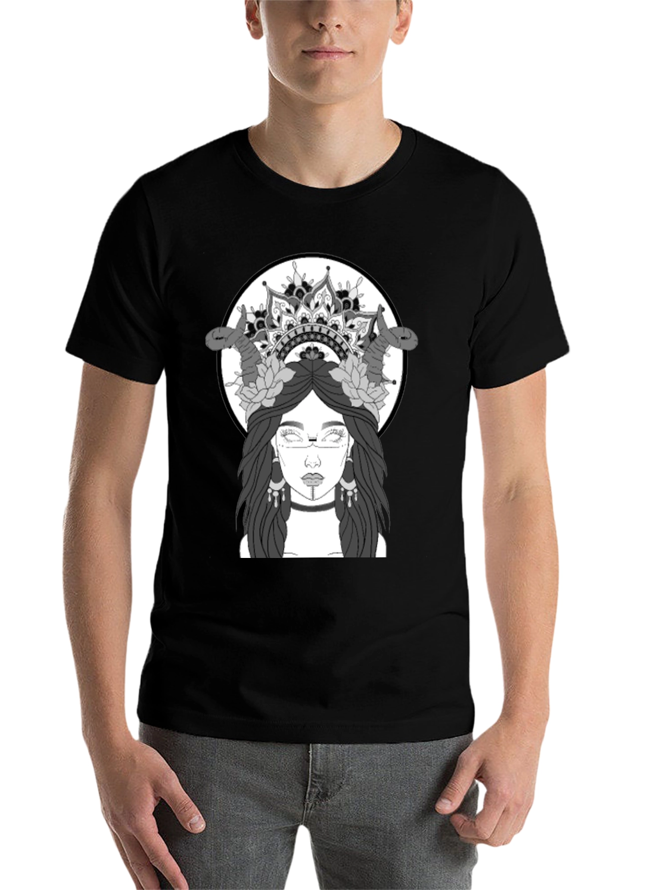 Black Graphic Tee - Mystic Woman Design view 7