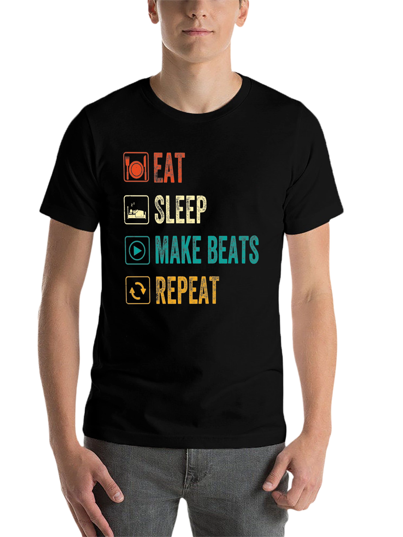 Black Eat Sleep Make Beats Repeat T-Shirt view 7
