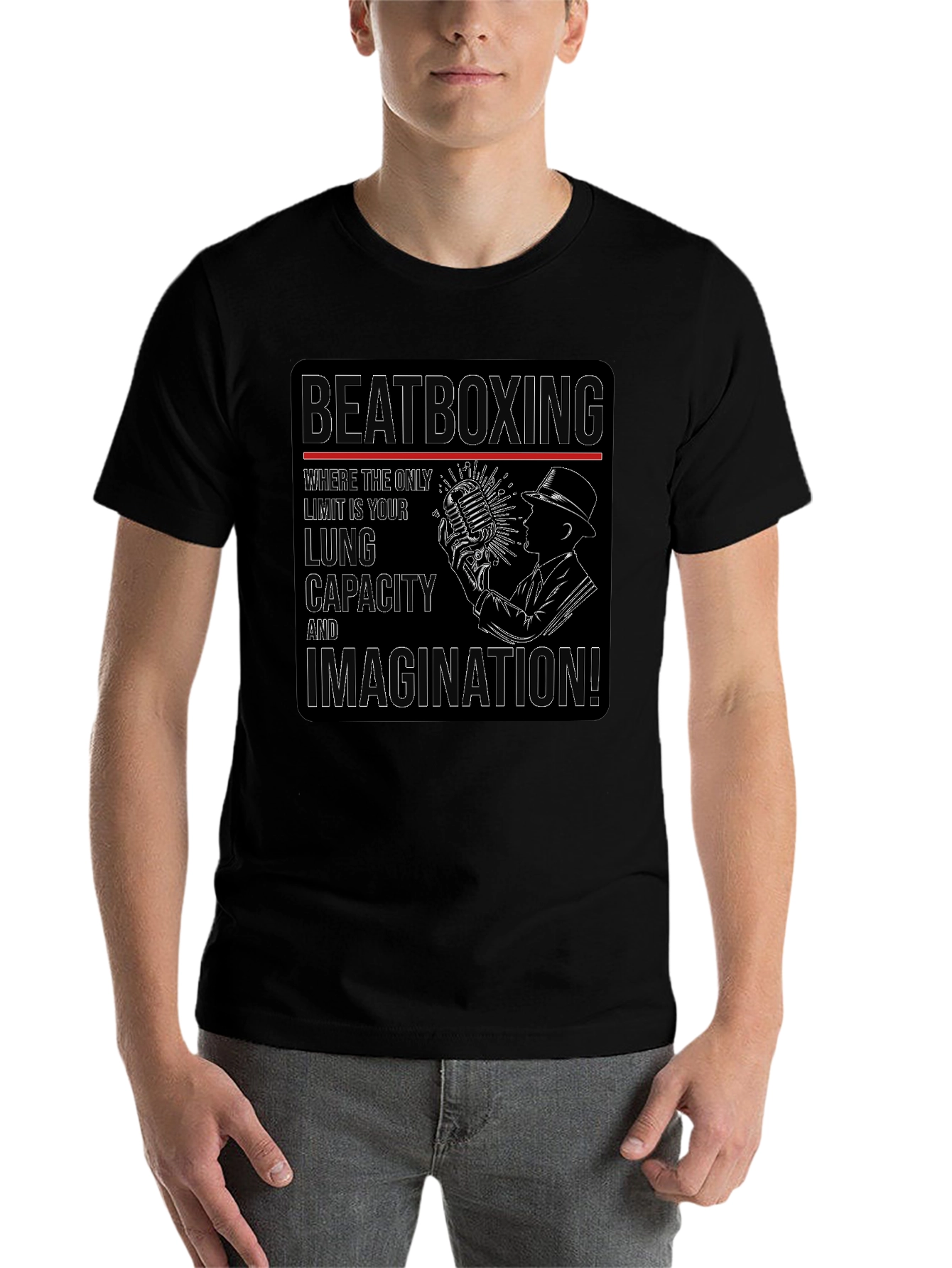 Black Beatboxing Lung Capacity Imagination T-Shirt view 7