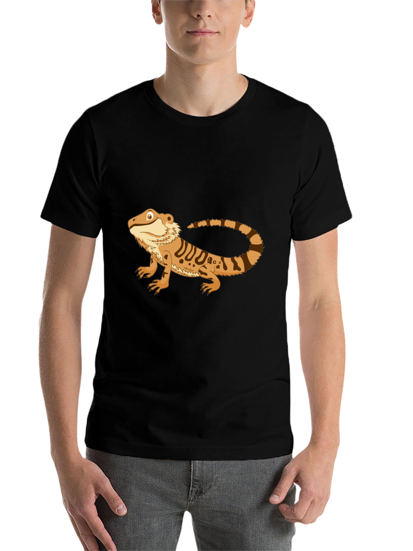 Black Bearded Dragon Graphic Tee - Men's Black T-Shirt view 7