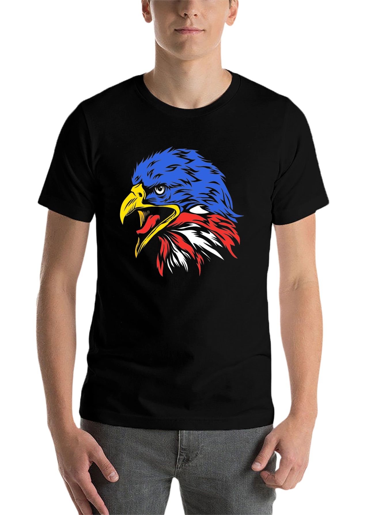 Black Eagle Head Graphic Print Tee - Patriotic Style view 7