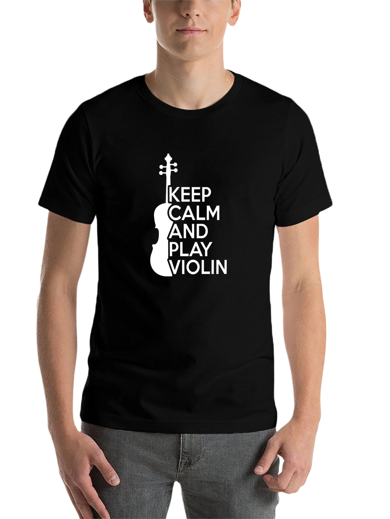 Black Keep Calm and Play Violin T-Shirt - Music Lover Tee view 7
