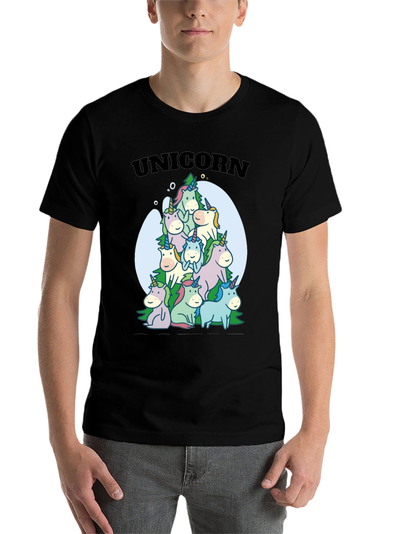 Black Unicorn Family Pile Black T-Shirt view 7