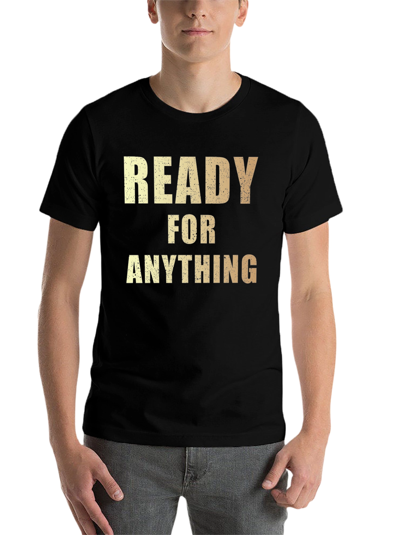 Black Ready For Anything Men's Black T-Shirt view 7