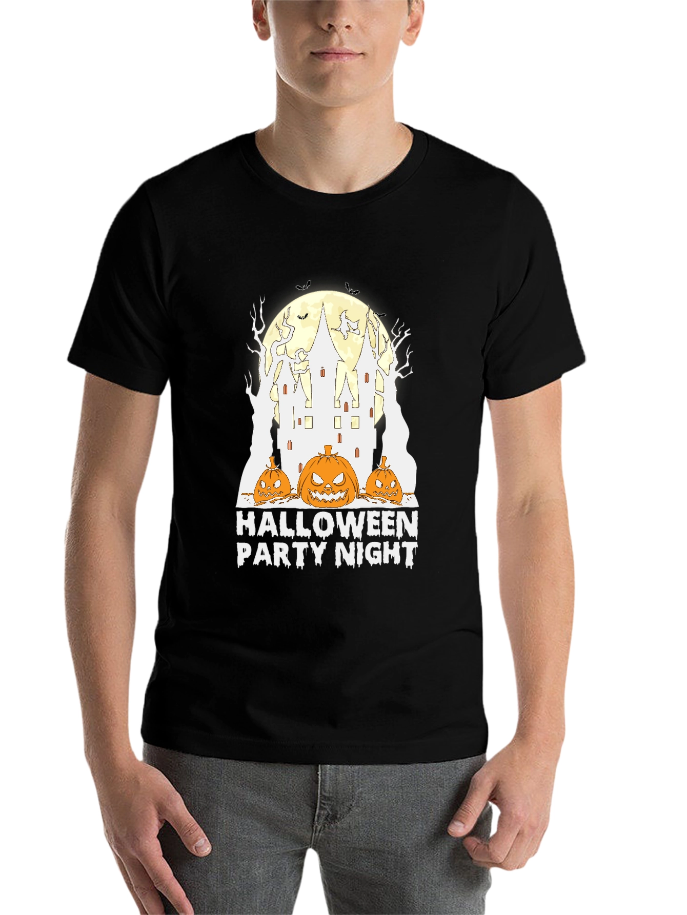 Black Halloween Party Night T-Shirt - Spooky Season Tee view 7