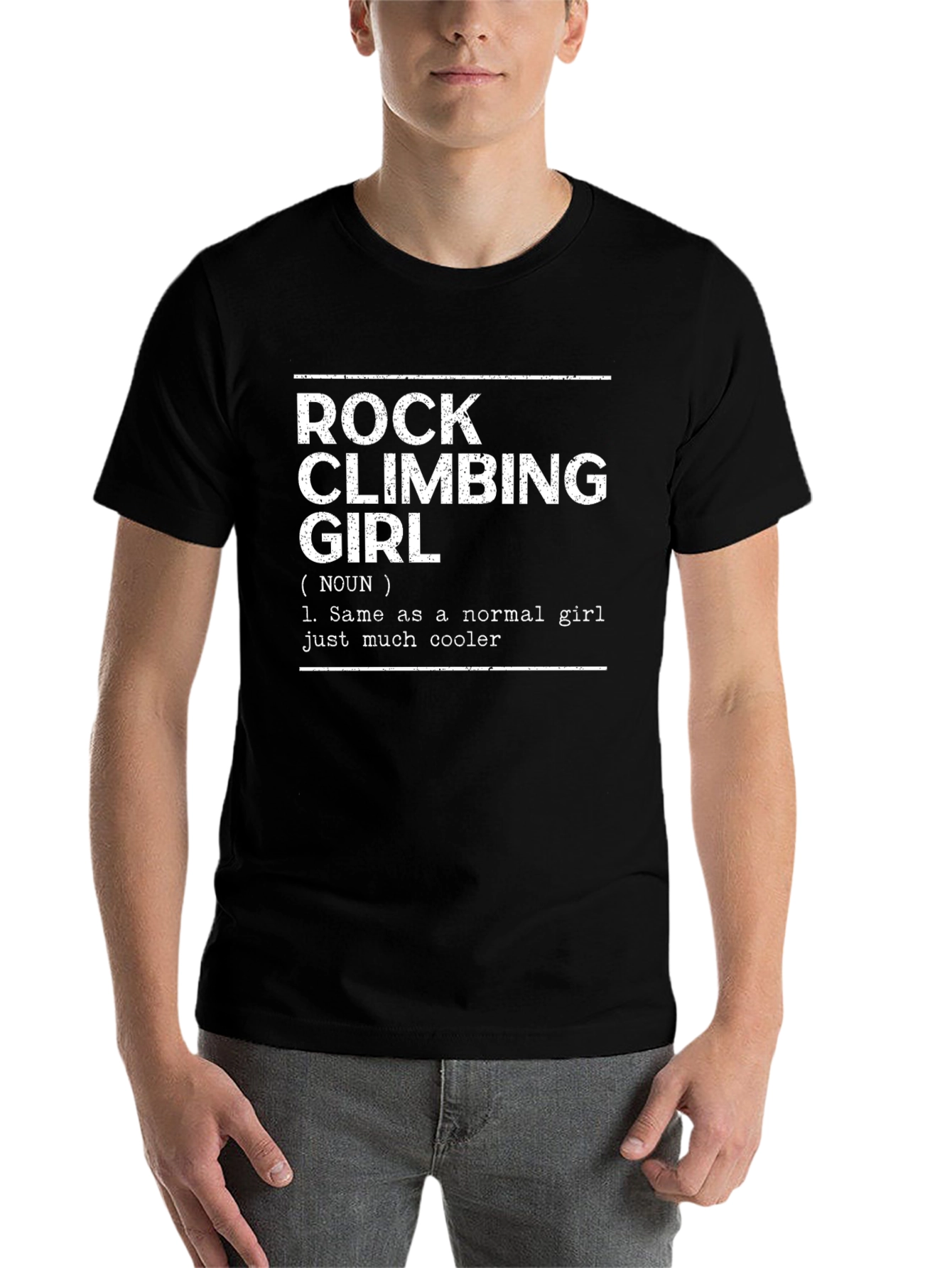 Black Rock Climbing Girl Definition T-Shirt - Cool Climber Tee view 7