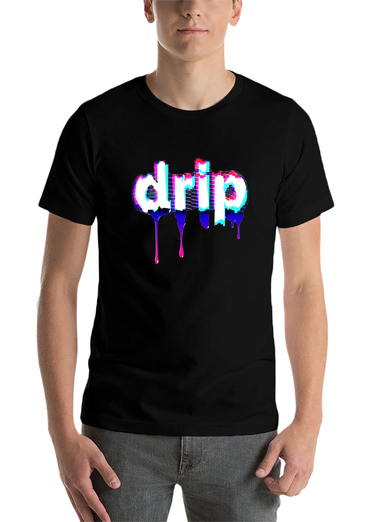 Black Drip Glitch T-Shirt - Stylish Black Tee view 7