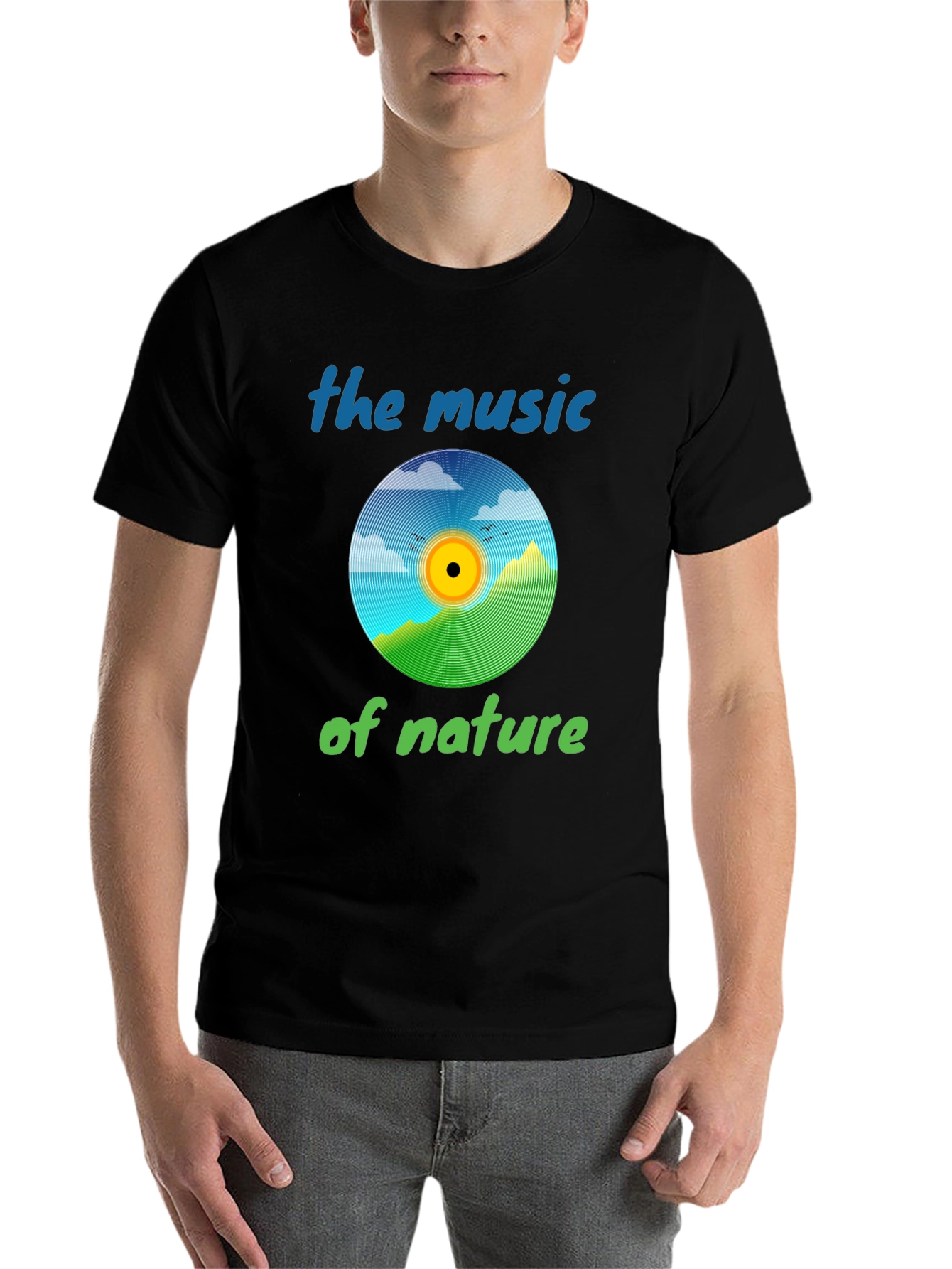 Black Nature Music T-Shirt - Eco-Friendly Design view 7
