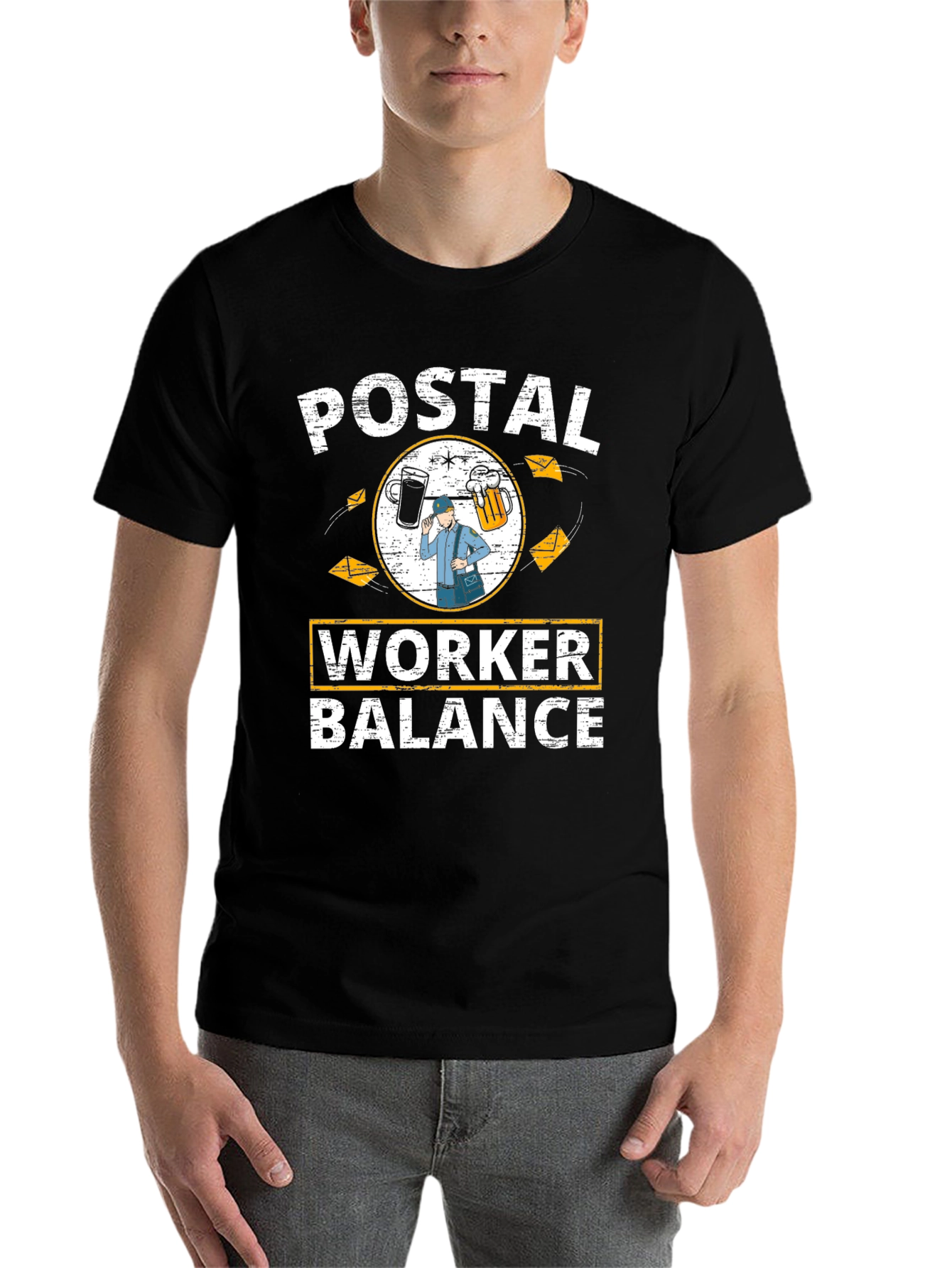 Black Postal Worker Balance Graphic Tee view 7