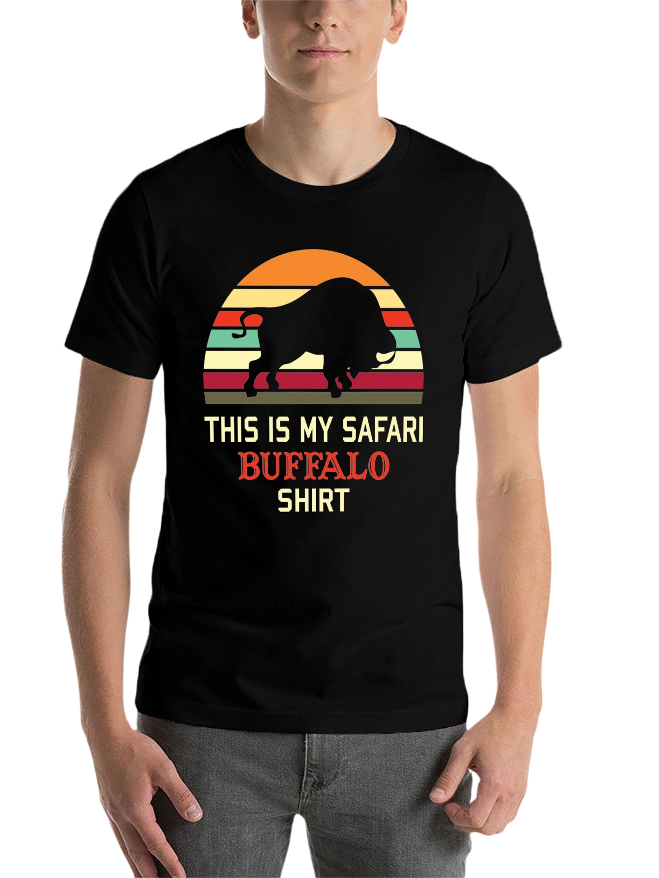 Black Safari Buffalo Graphic Tee - Retro Style view 7