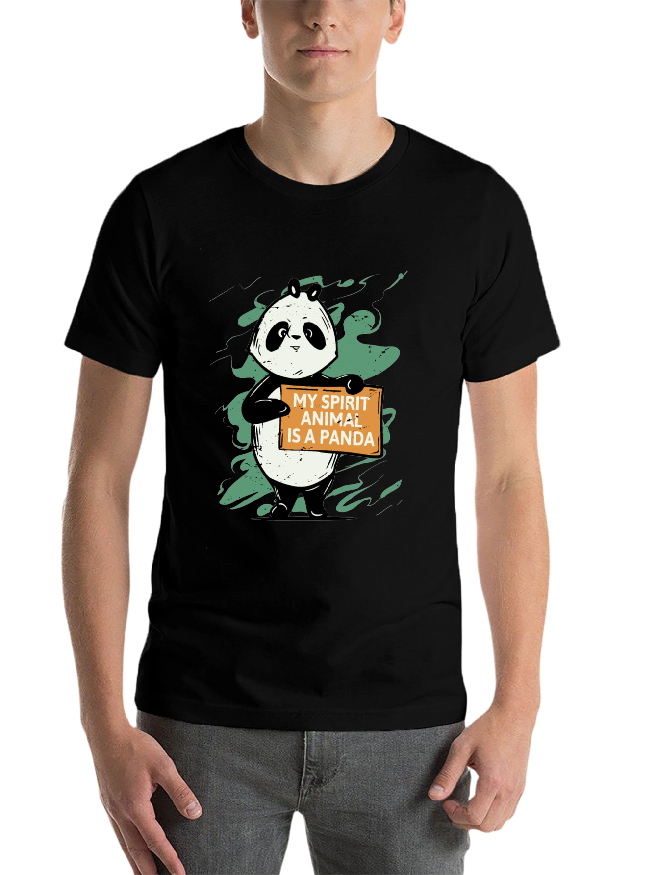 Black Panda Spirit Animal Graphic T-Shirt - Unisex Black Tee view 7