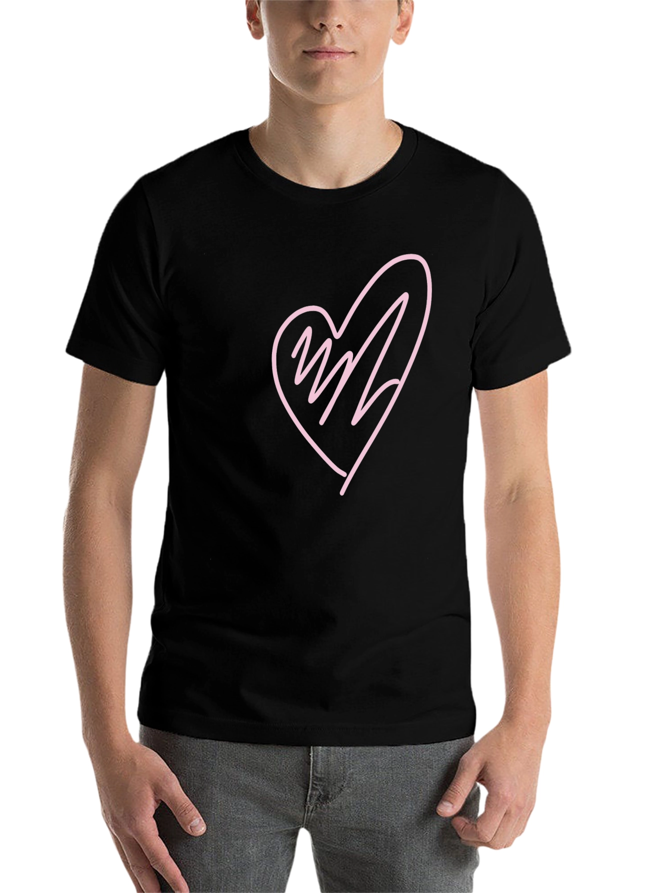 Black Heart Scribble Graphic T-Shirt - Black view 7