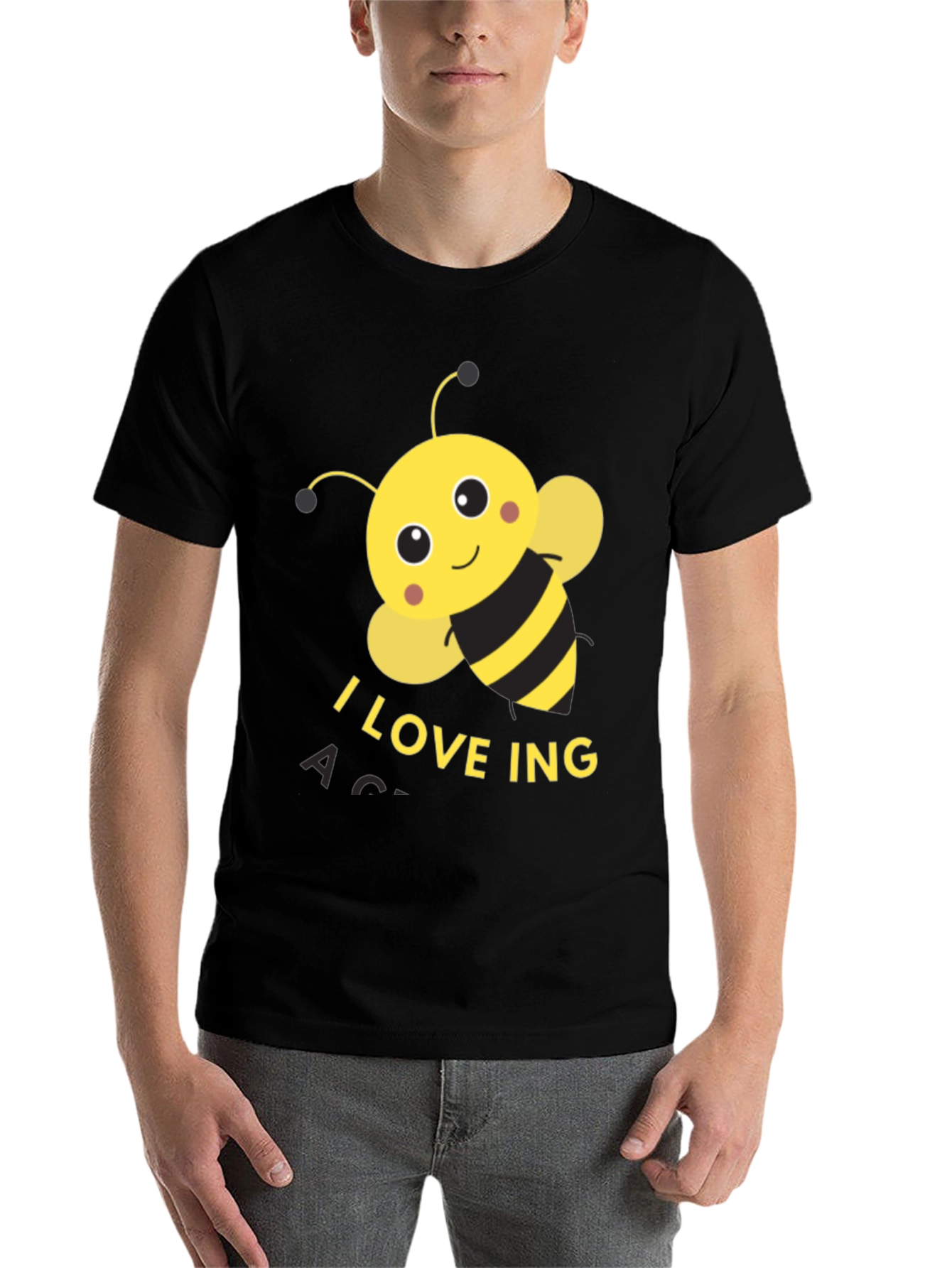 Black I Love Bee-ing Active Black T-Shirt view 7