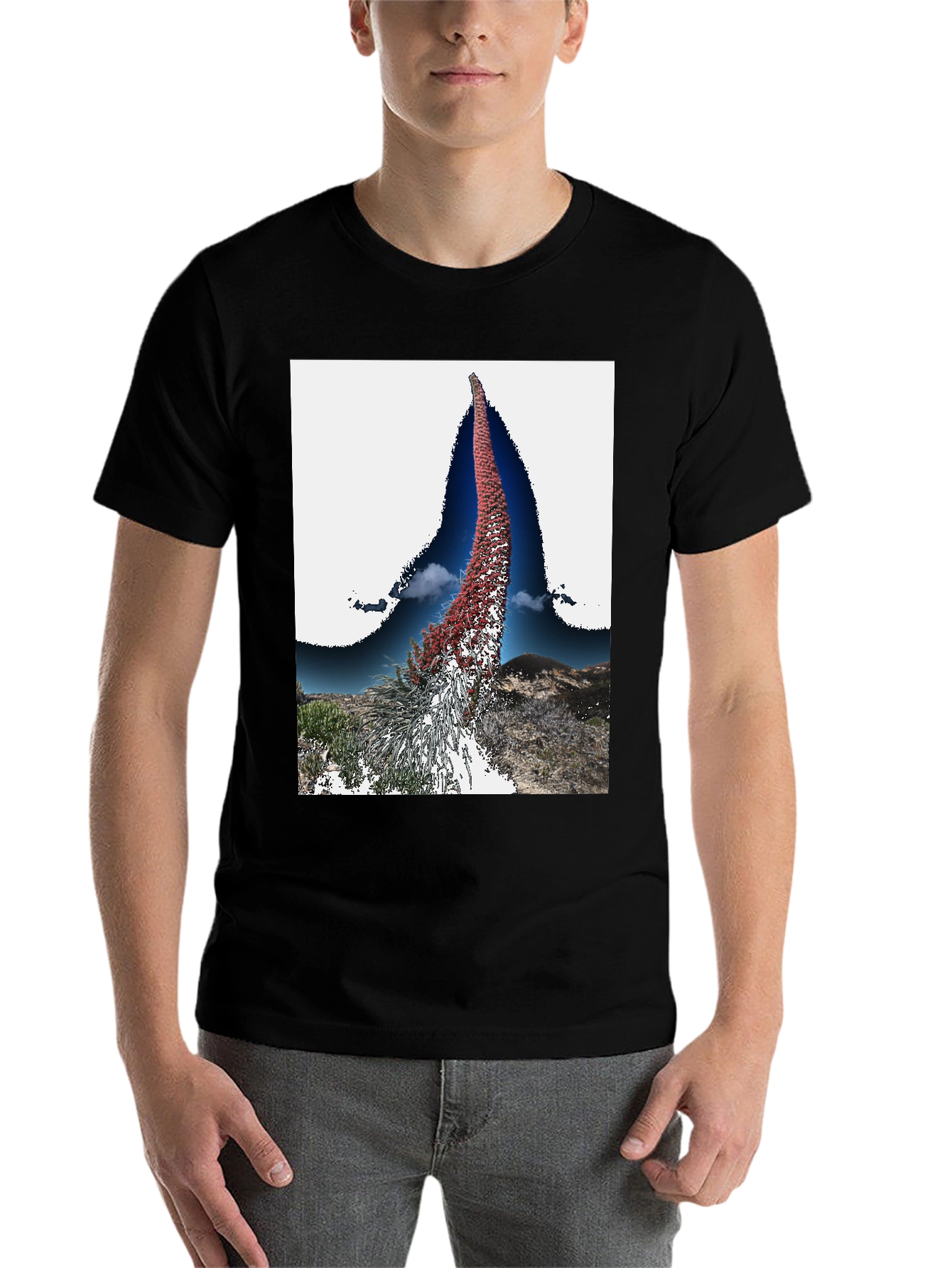 Black Unique Floral Graphic Tee view 7