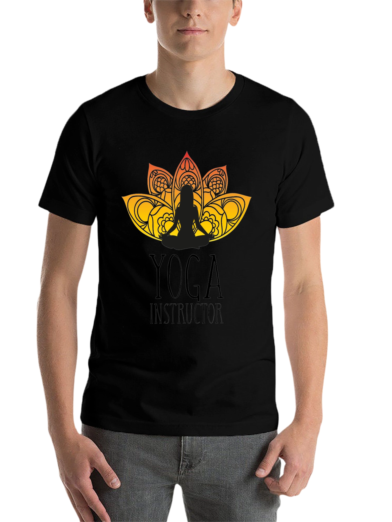 Black Yoga Instructor Graphic Black T-Shirt view 7