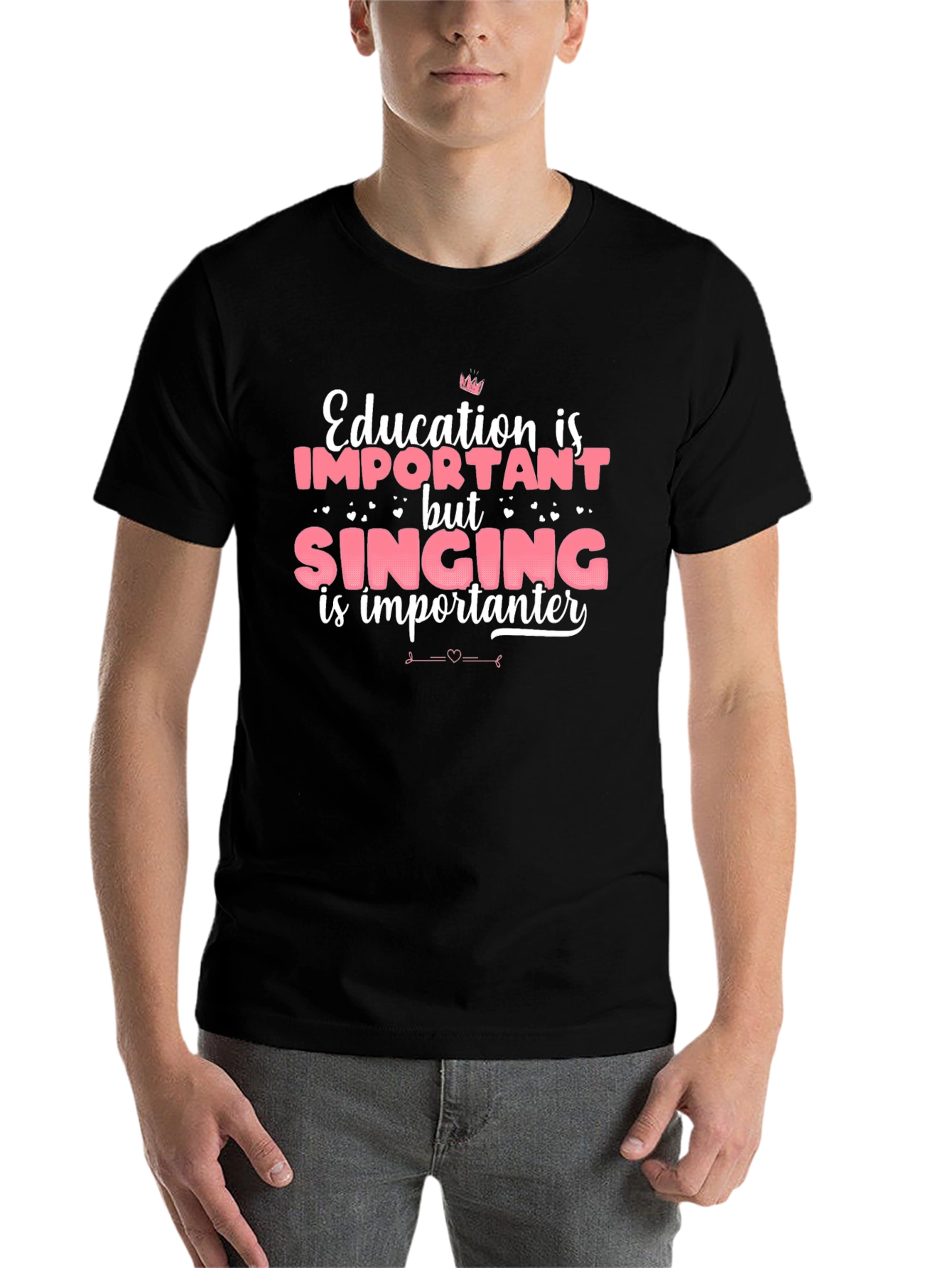 Black Funny Singing is Importanter T-Shirt view 7