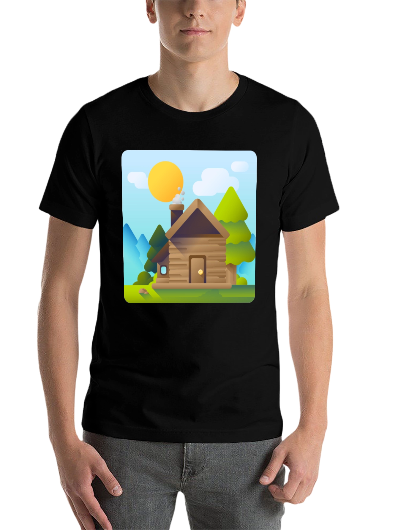 Black Cabin in the Woods Graphic Tee view 7