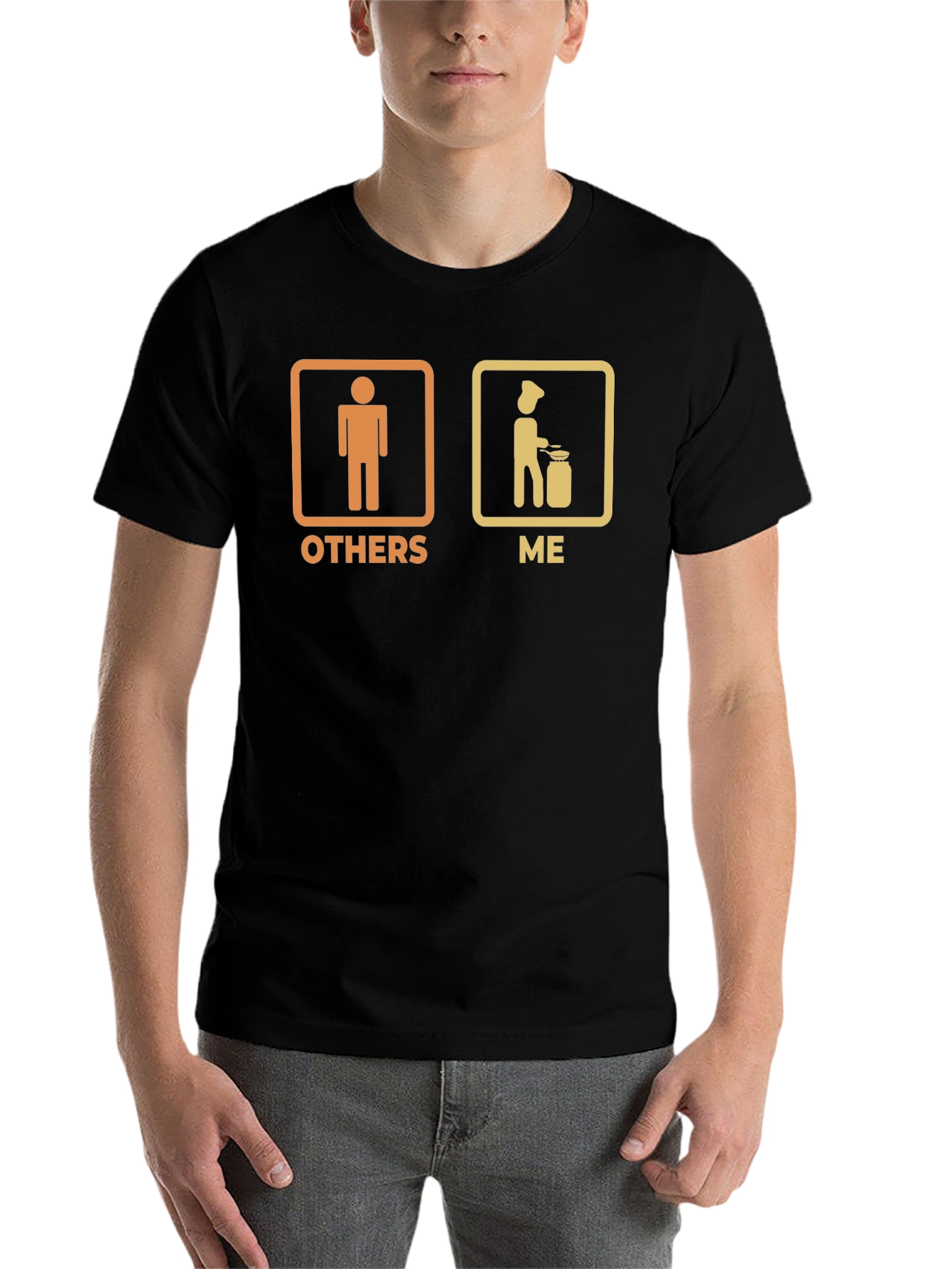 Black Funny Cooking T-Shirt: Others vs. Me Chef Tee view 7
