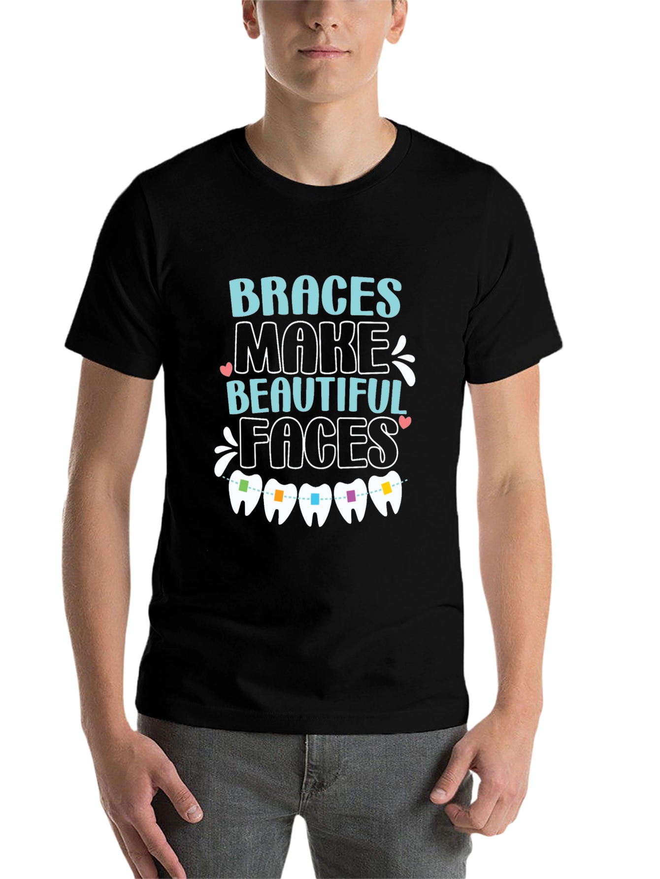 Black Braces Make Beautiful Faces T-Shirt view 7