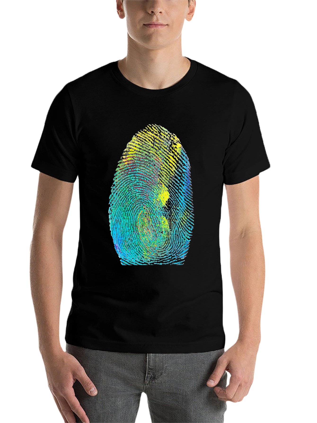 Black Unique Fingerprint Graphic Tee - Black view 7