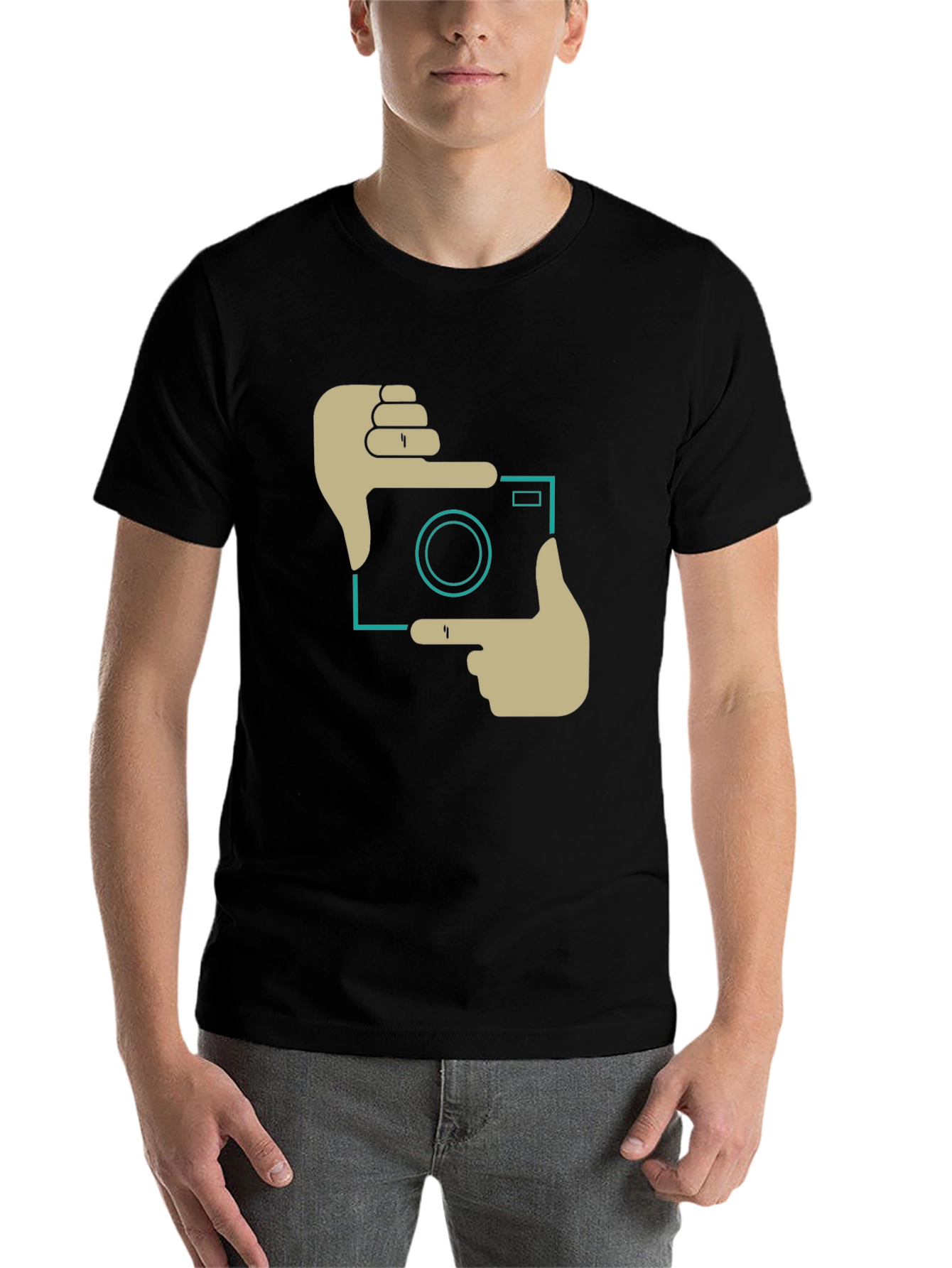 Black Trendy Camera Frame Graphic Black T-Shirt view 7