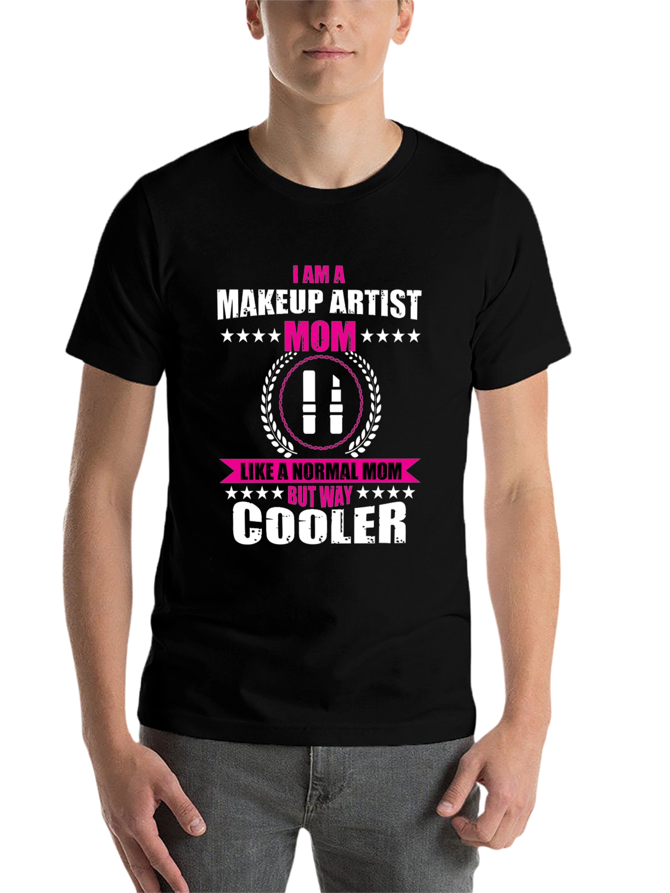 Black Makeup Artist Mom T-Shirt - Cool Mom Edition view 7